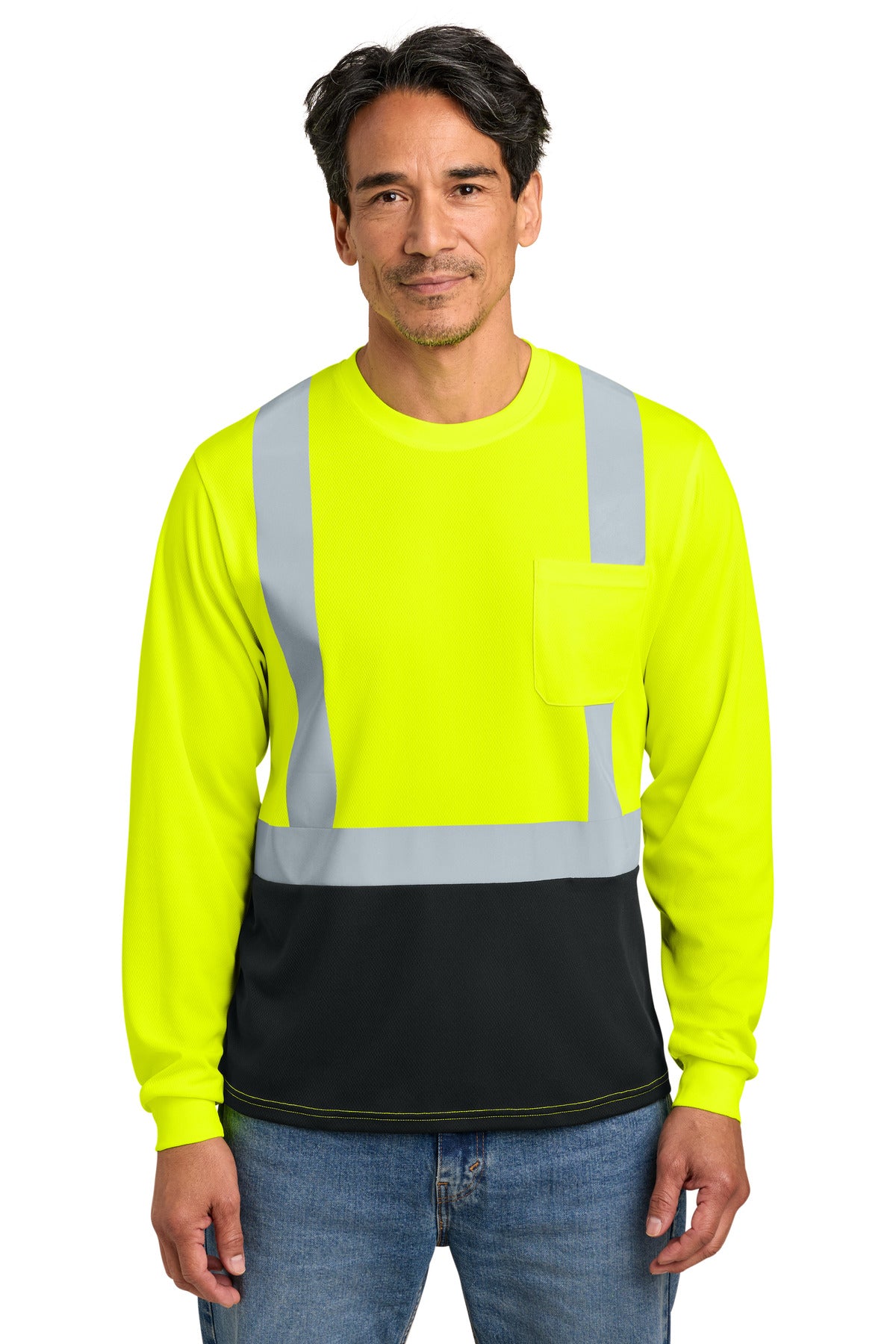 CornerStone® ANSI 107 Class 2 Long Sleeve Mesh Blocked Tee CS207