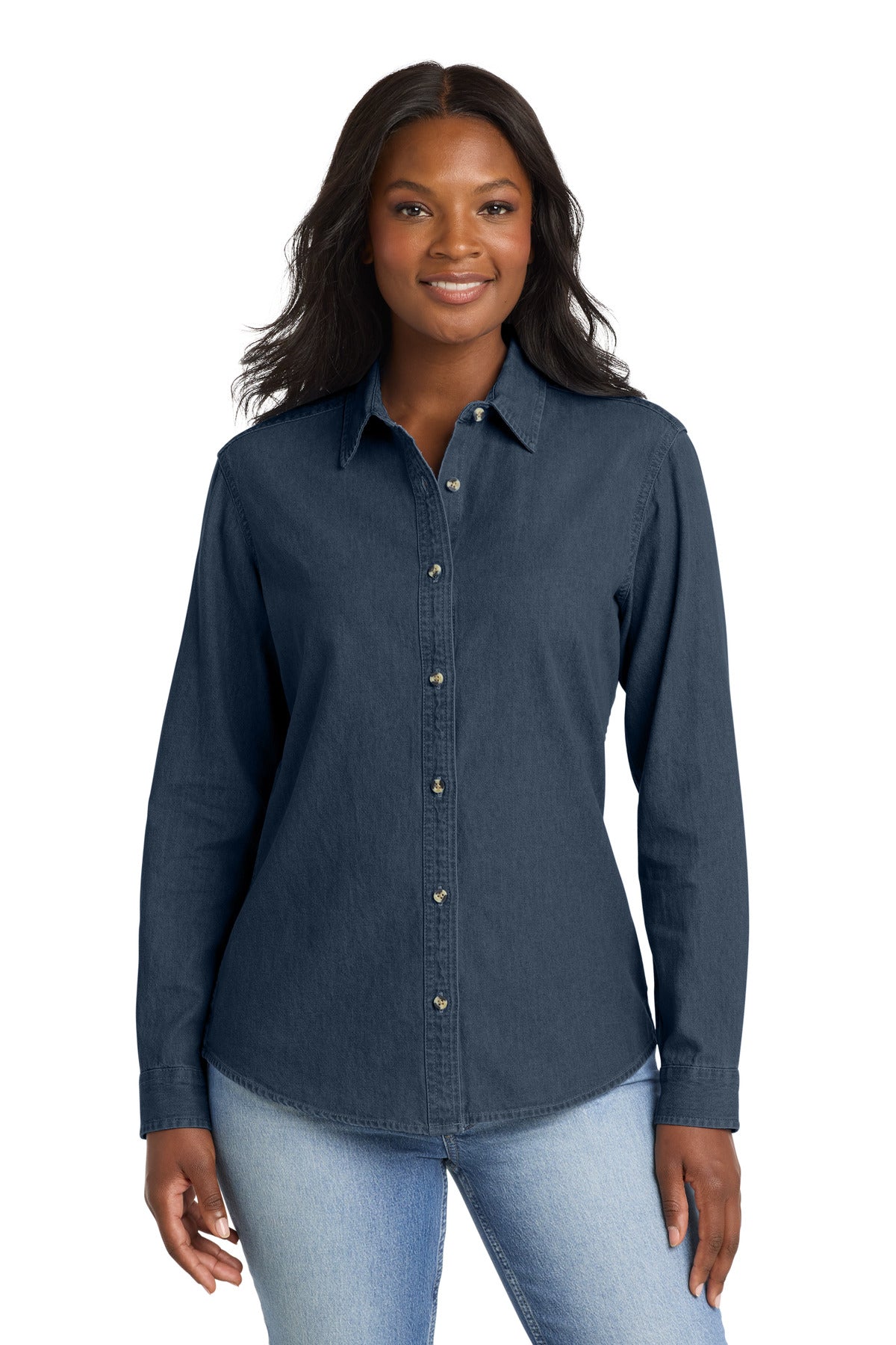 Port & Co® Women's Long Sleeve Value Denim Shirt. LSP10