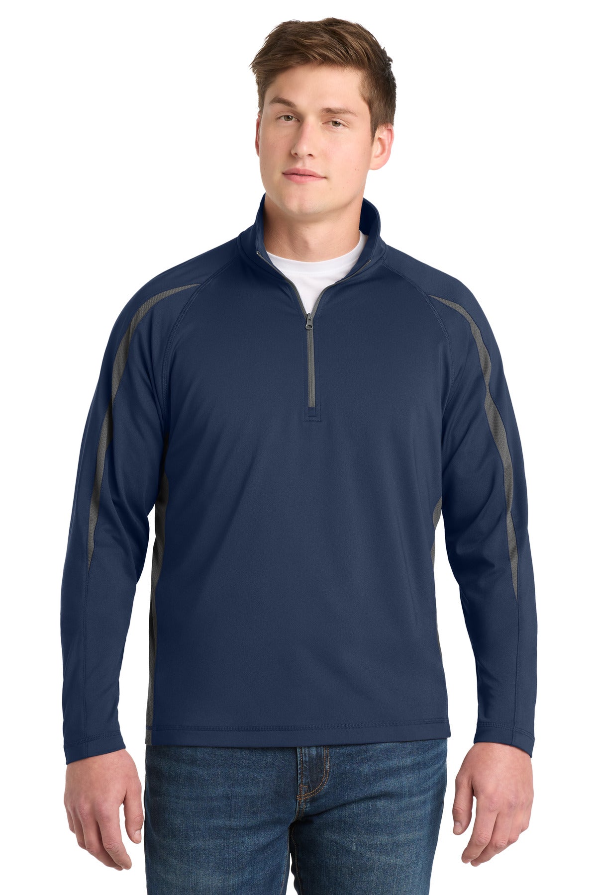 Sport-Tek® Sport-Wick® Stretch 1/4-Zip Colorblock Pullover. ST851