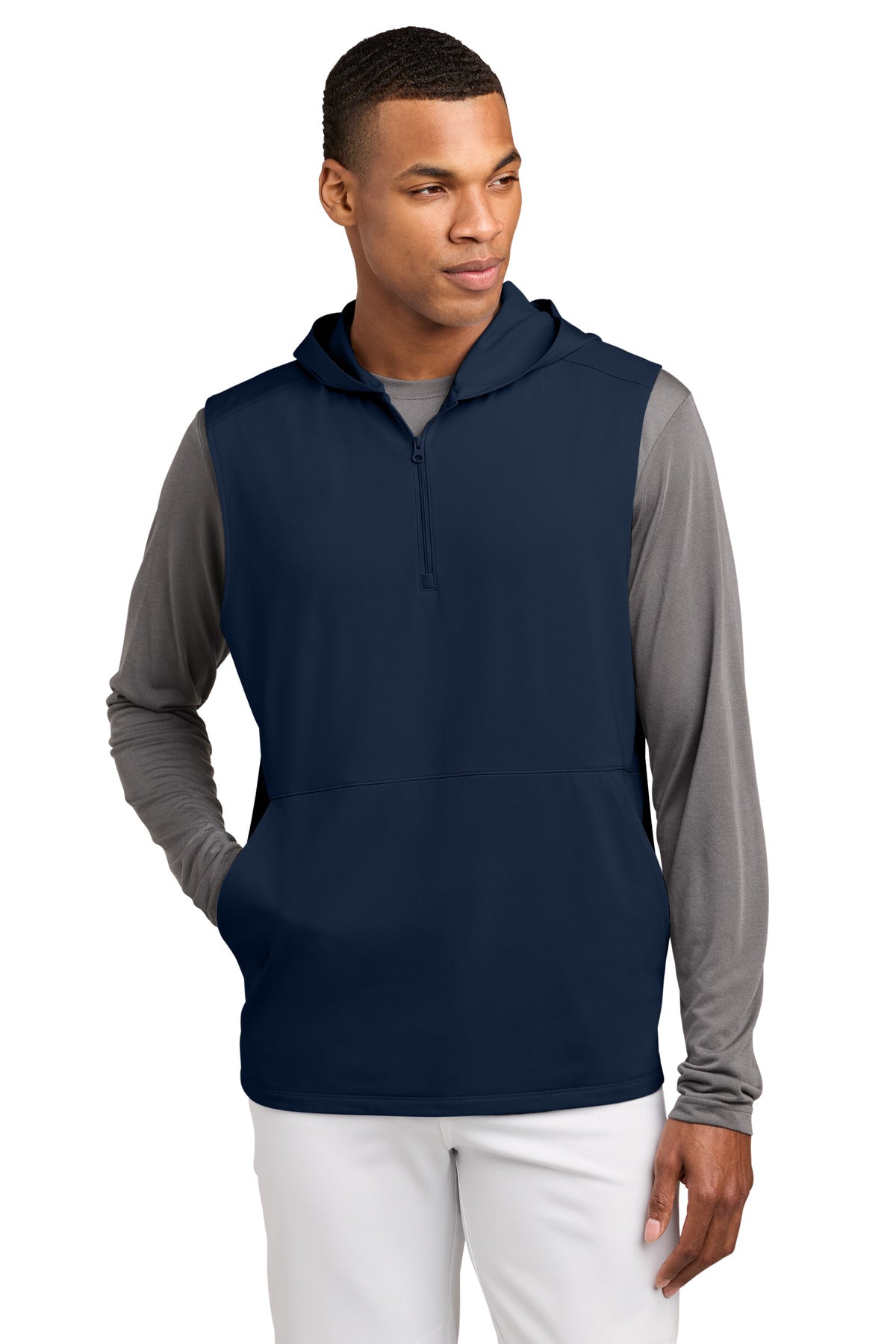 Sport-Tek® Sport-Wick® Stretch Sleeveless Hooded 1/4-Zip ST858