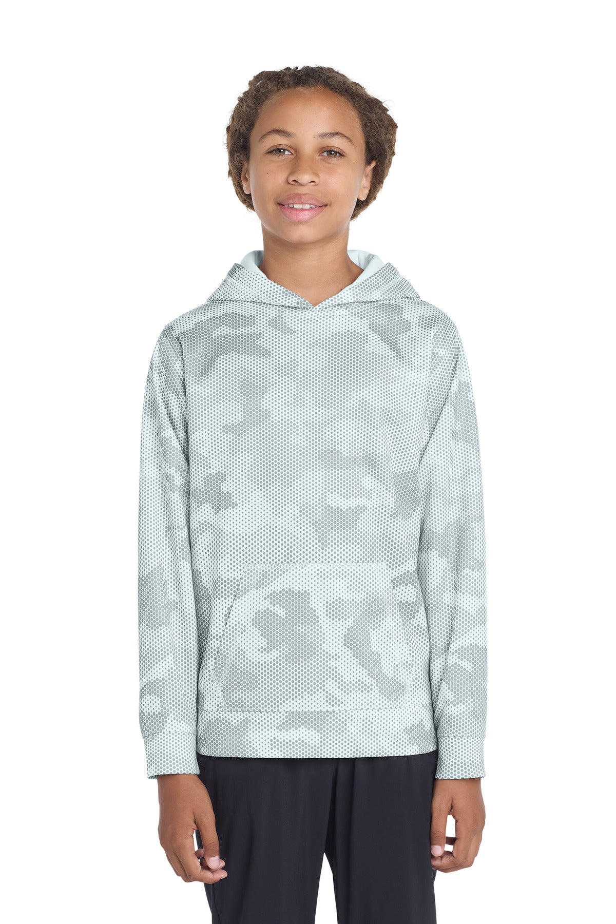Sport-Tek® Youth Sport-Wick® CamoHex Fleece Hooded Pullover. YST240