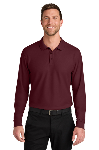Stretch Cotton Long Sleeve Polo