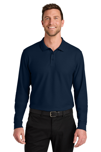 Stretch Cotton Long Sleeve Polo