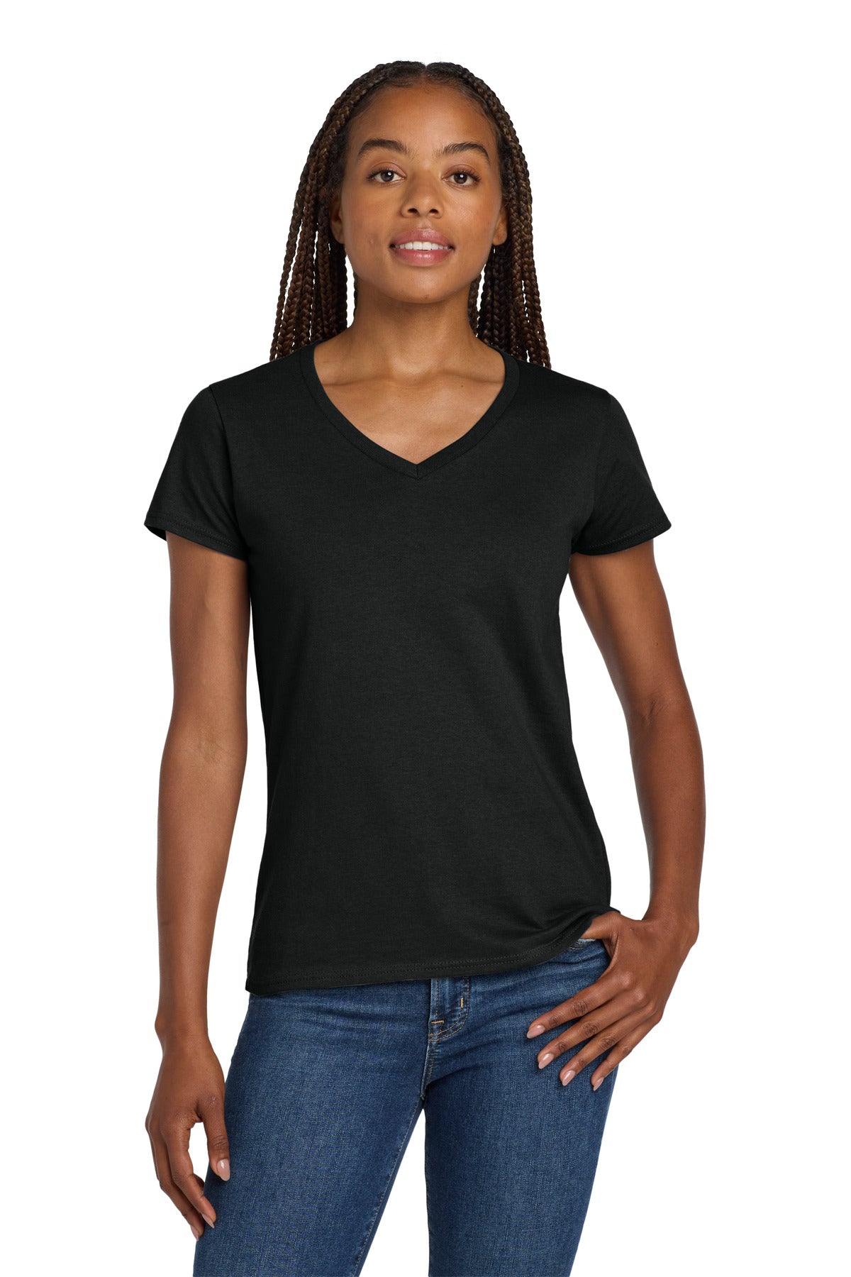 Gildan® Women's Heavy Cotton™ 100% Cotton V-Neck T-Shirt. 5V00L
