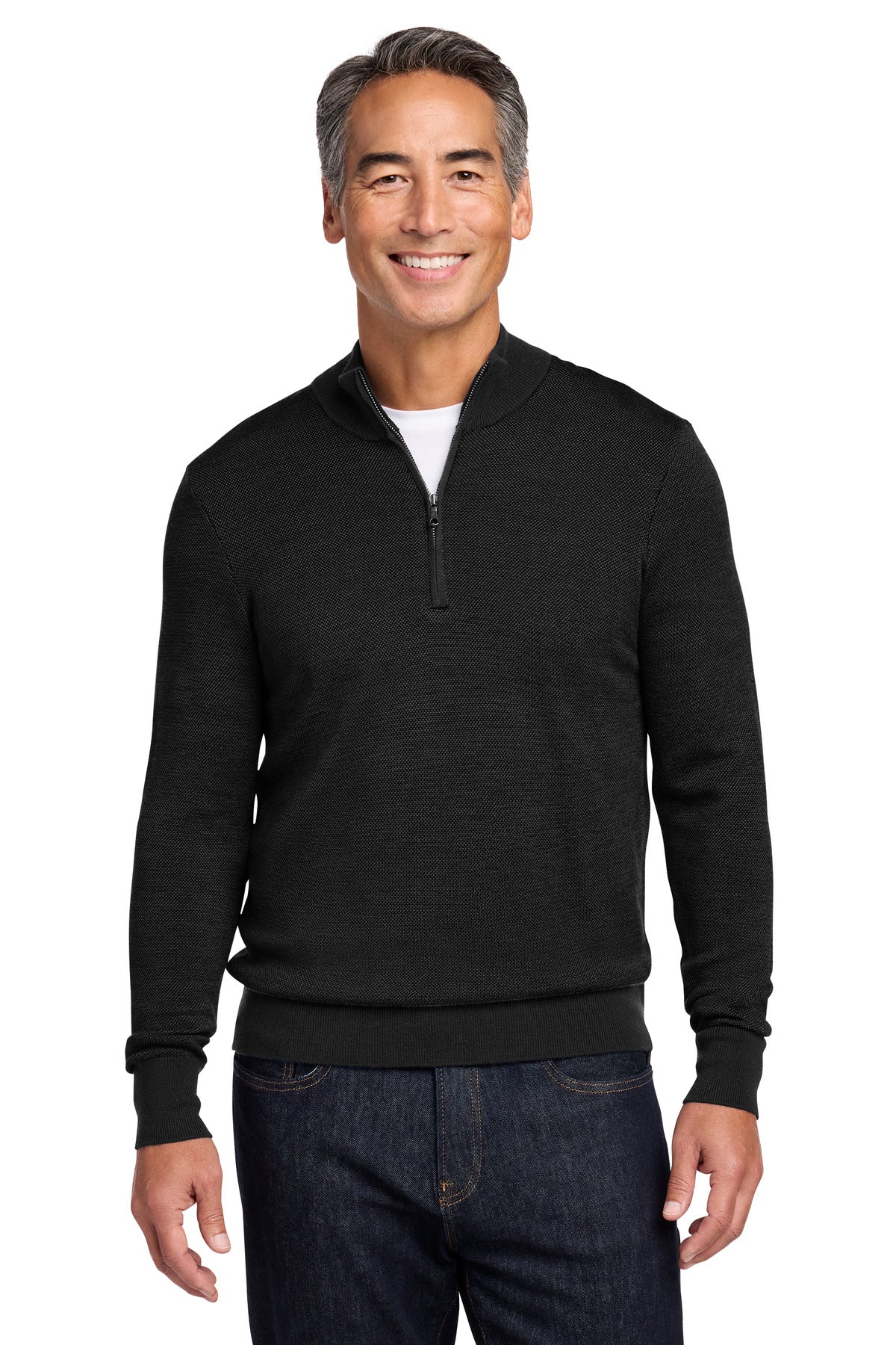 Brooks Brothers® Washable Merino Birdseye 1/4-Zip Sweater BB18412