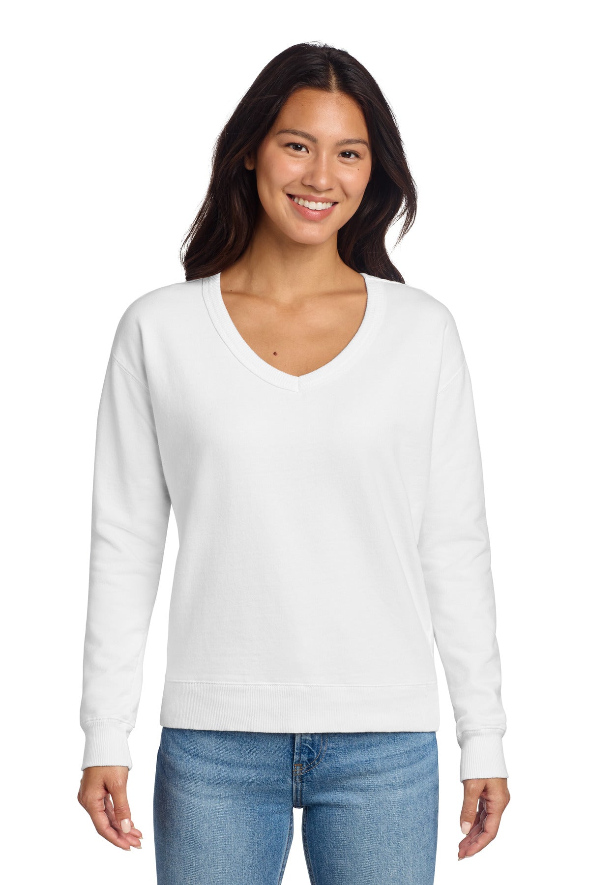 Port & Co® Women's Beach Wash® Garment-Dyed V-Neck Sweatshirt LPC098V