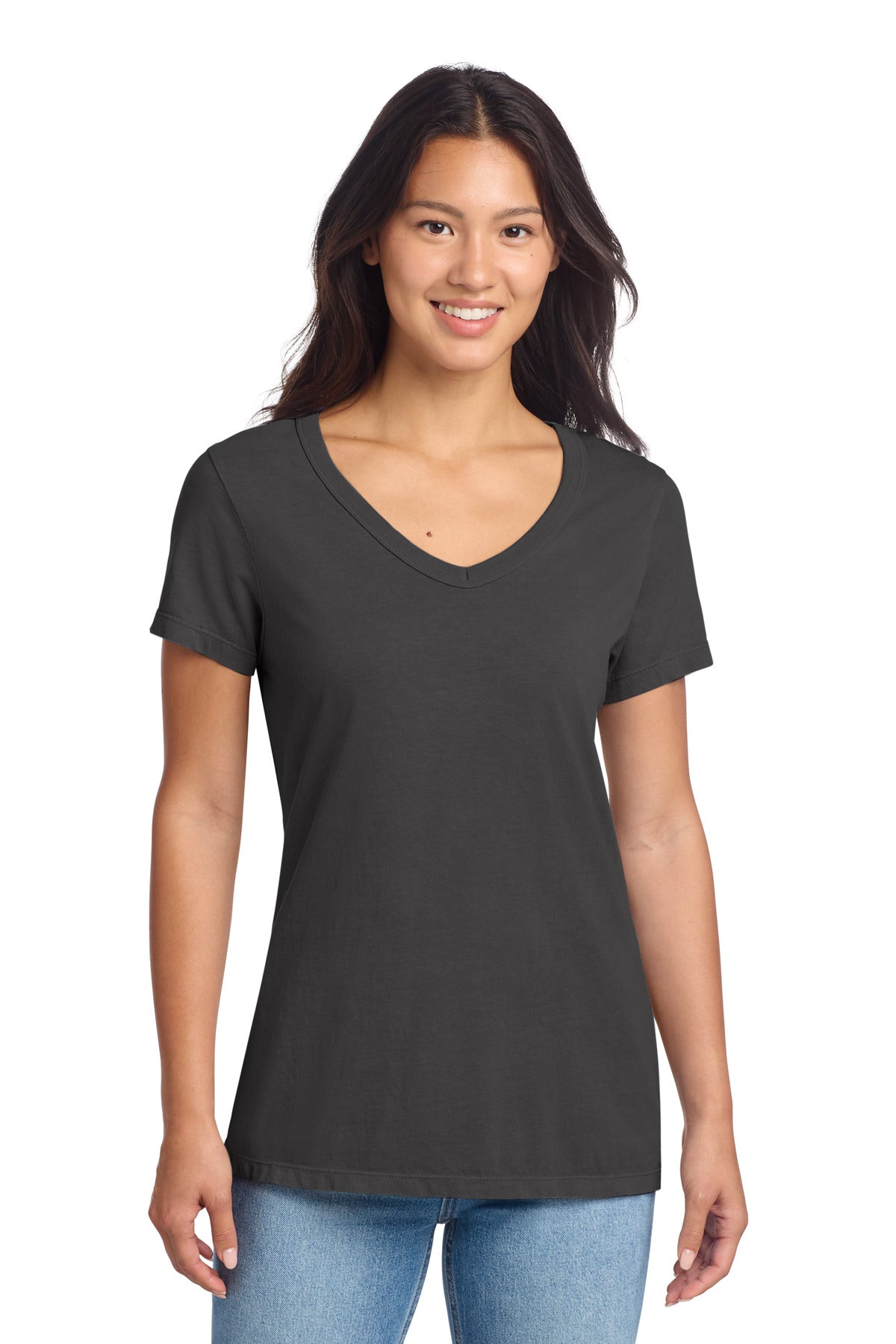 Port & Co® Women's Beach Wash® Garment-Dyed V-Neck Tee LPC099V