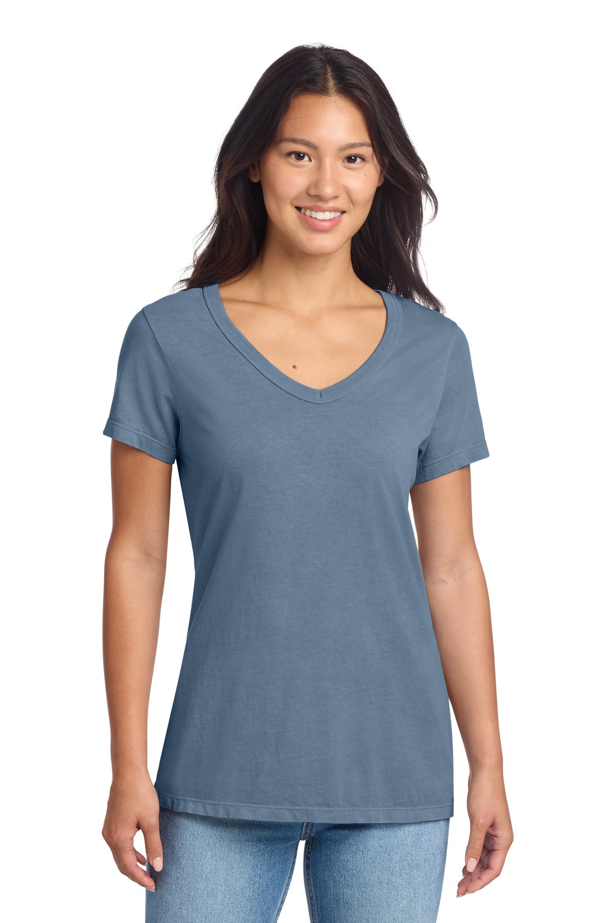Port & Co® Women's Beach Wash® Garment-Dyed V-Neck Tee LPC099V