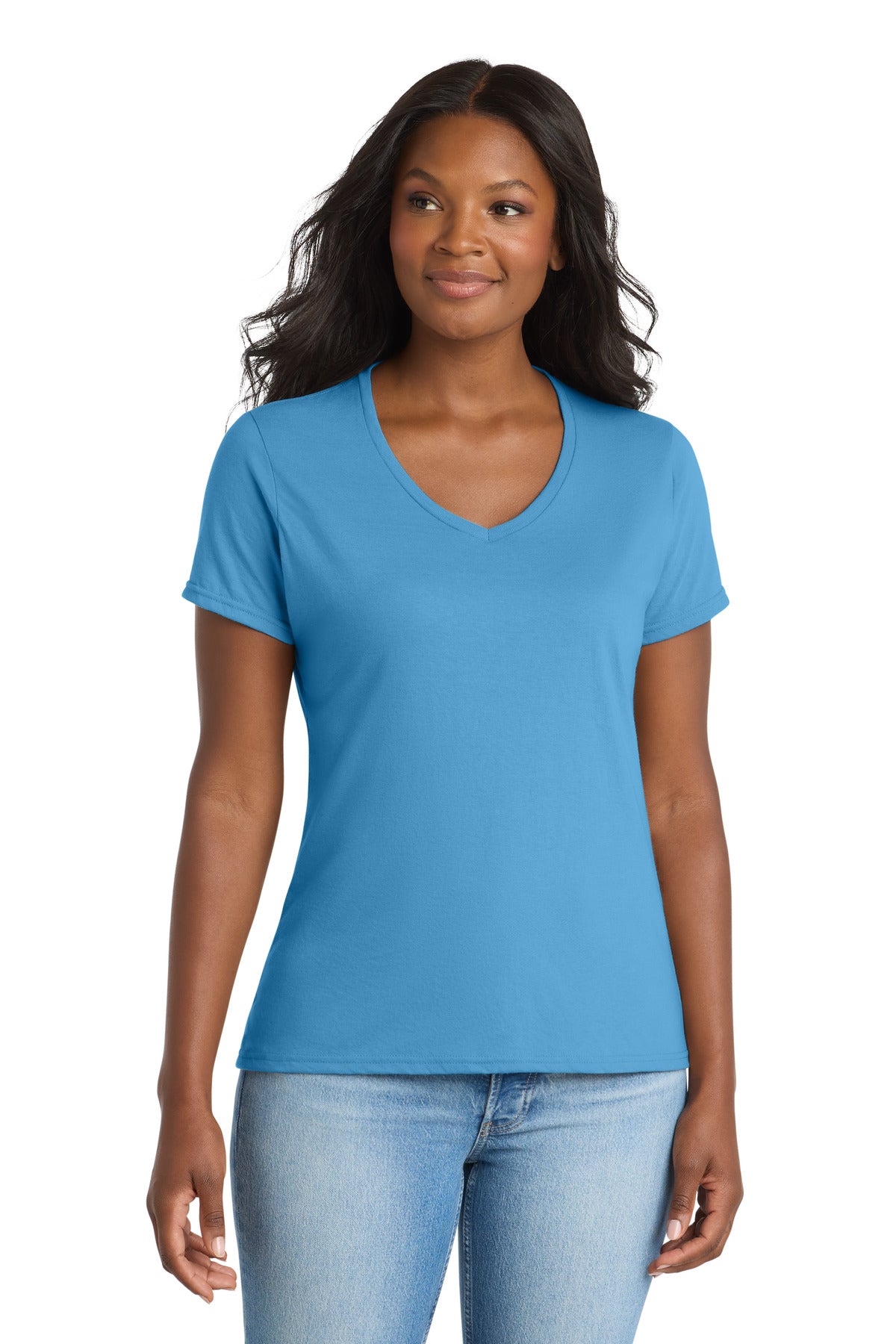 Port & Co® Women's Performance Blend V-Neck Tee. LPC381V