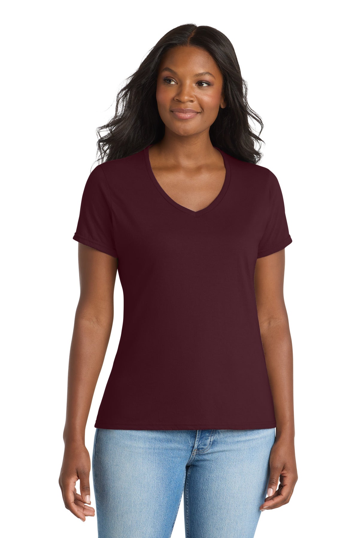 Port & Co® Women's Performance Blend V-Neck Tee. LPC381V