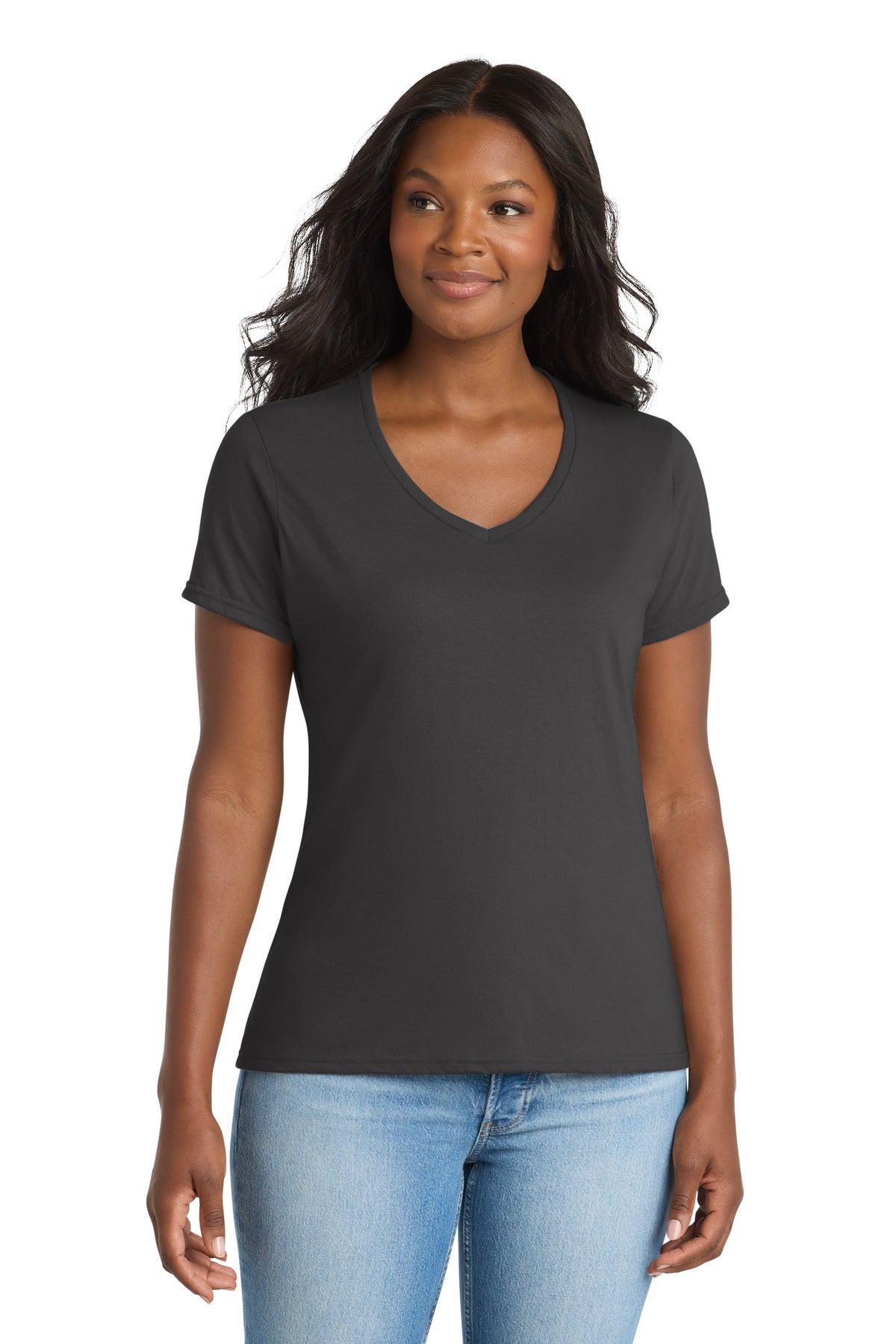 Port & Co® Women's Performance Blend V-Neck Tee. LPC381V