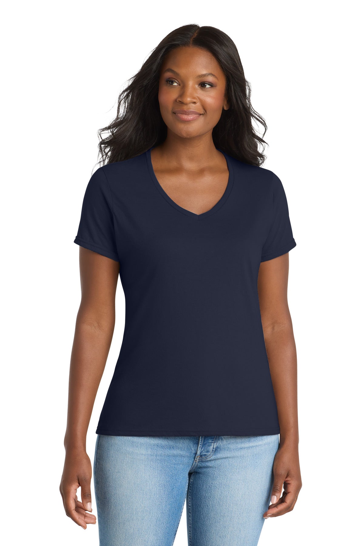 Port & Co® Women's Performance Blend V-Neck Tee. LPC381V