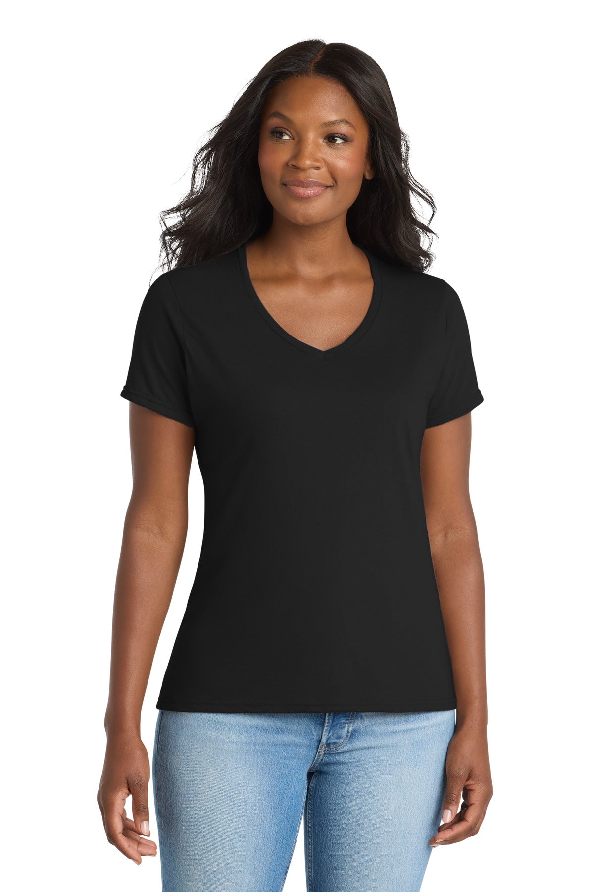 Port & Co® Women's Performance Blend V-Neck Tee. LPC381V