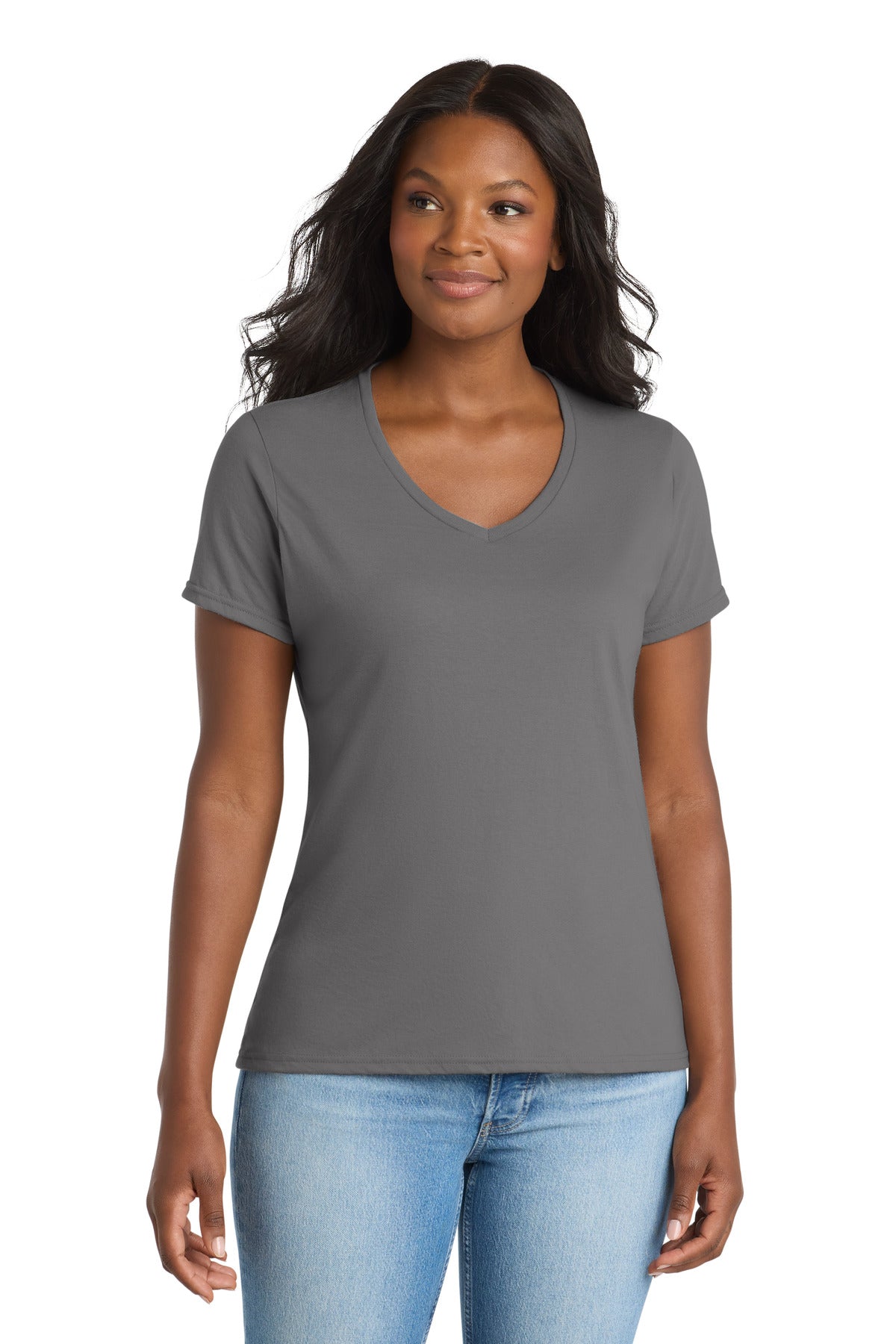 Port & Co® Women's Performance Blend V-Neck Tee. LPC381V