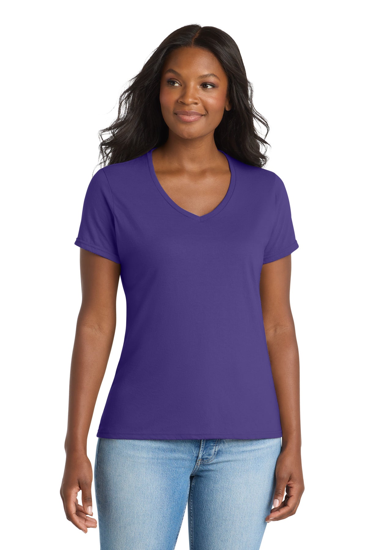 Port & Co® Women's Performance Blend V-Neck Tee. LPC381V