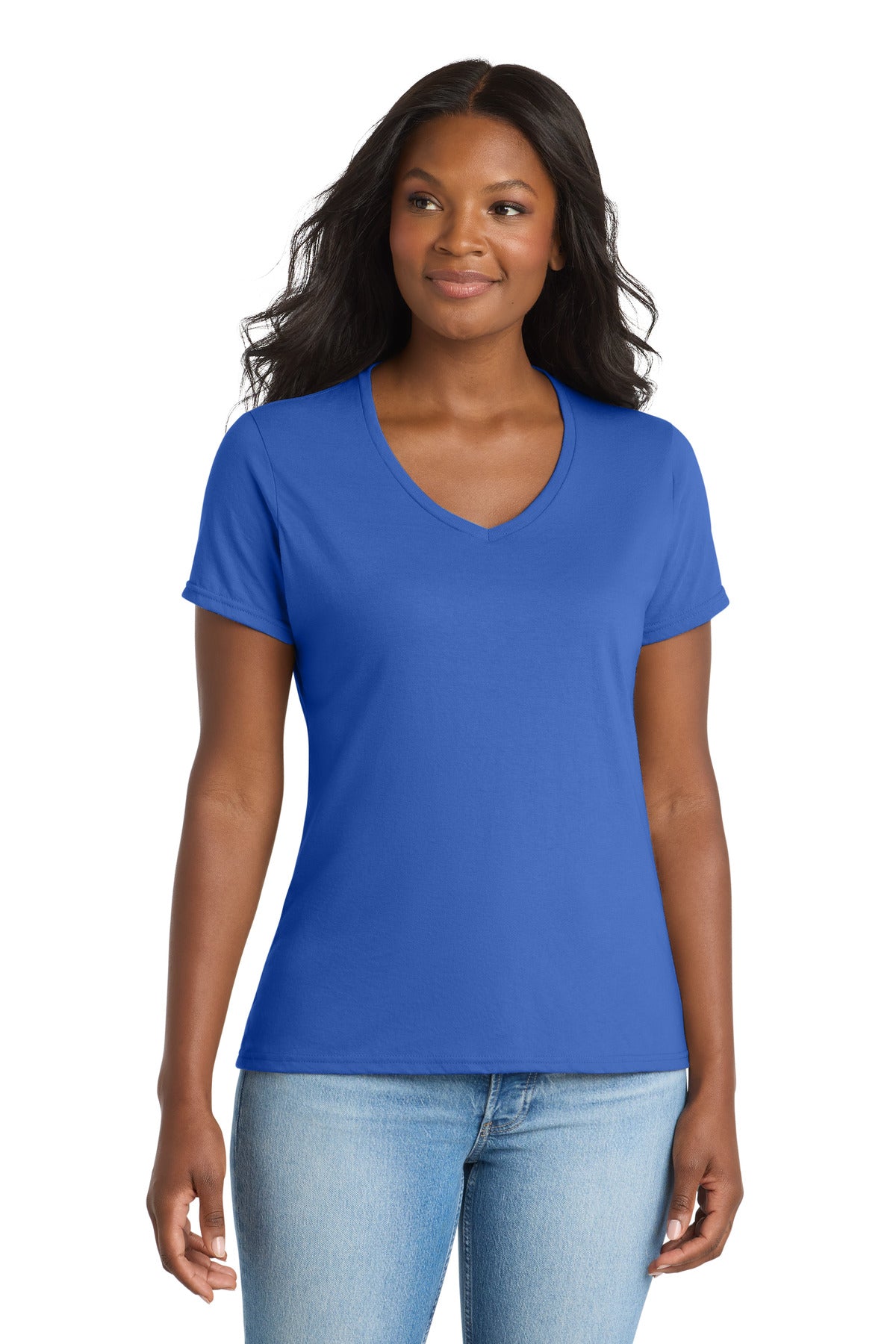 Port & Co® Women's Performance Blend V-Neck Tee. LPC381V