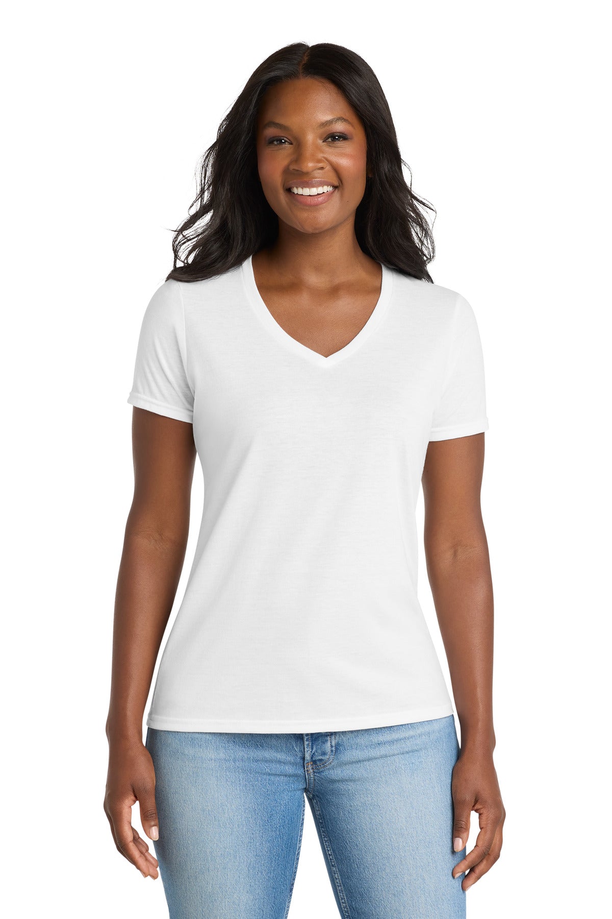 Port & Co® Women's Performance Blend V-Neck Tee. LPC381V