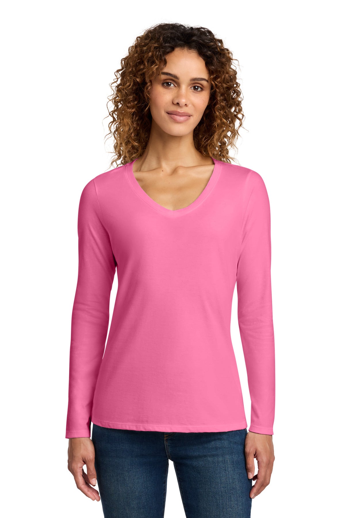 Port & Co® Women's Long Sleeve Fan Favorite V-Neck Tee. LPC450VLS