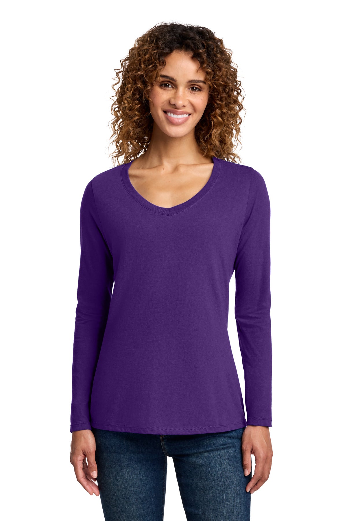 Port & Co® Women's Long Sleeve Fan Favorite V-Neck Tee. LPC450VLS
