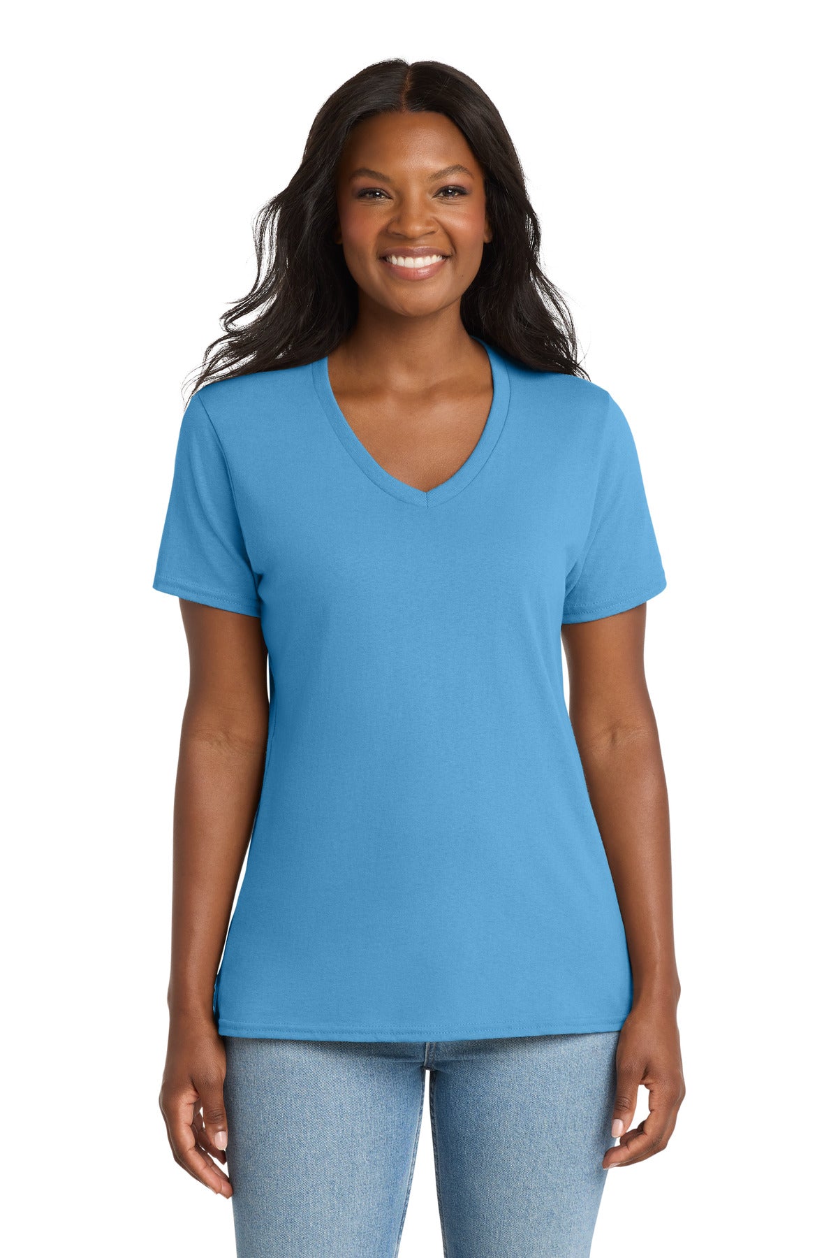 Port & Co® Women's Core Cotton V-Neck Tee. LPC54V