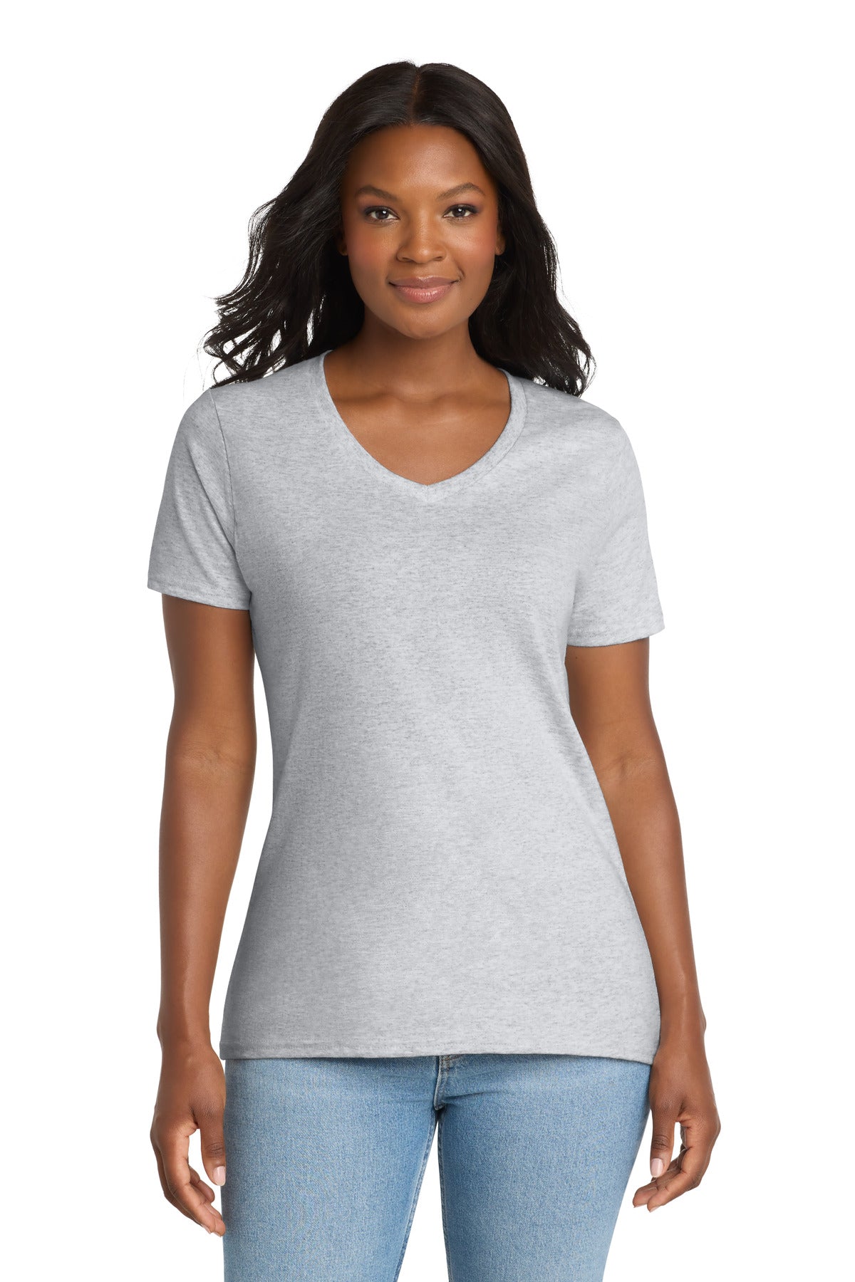 Port & Co® Women's Core Cotton V-Neck Tee. LPC54V