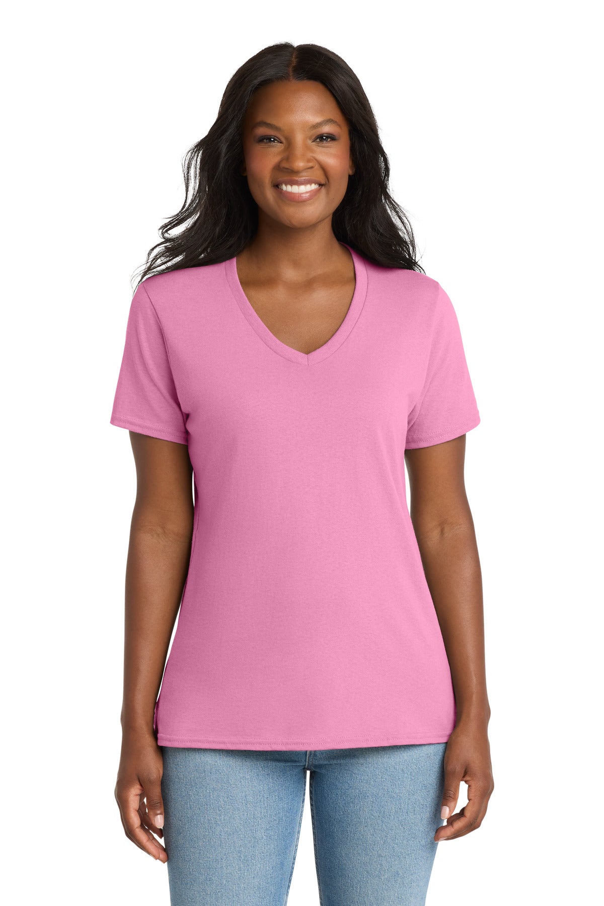 Port & Co® Women's Core Cotton V-Neck Tee. LPC54V