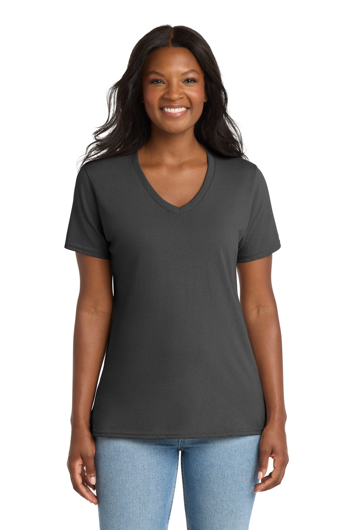 Port & Co® Women's Core Cotton V-Neck Tee. LPC54V