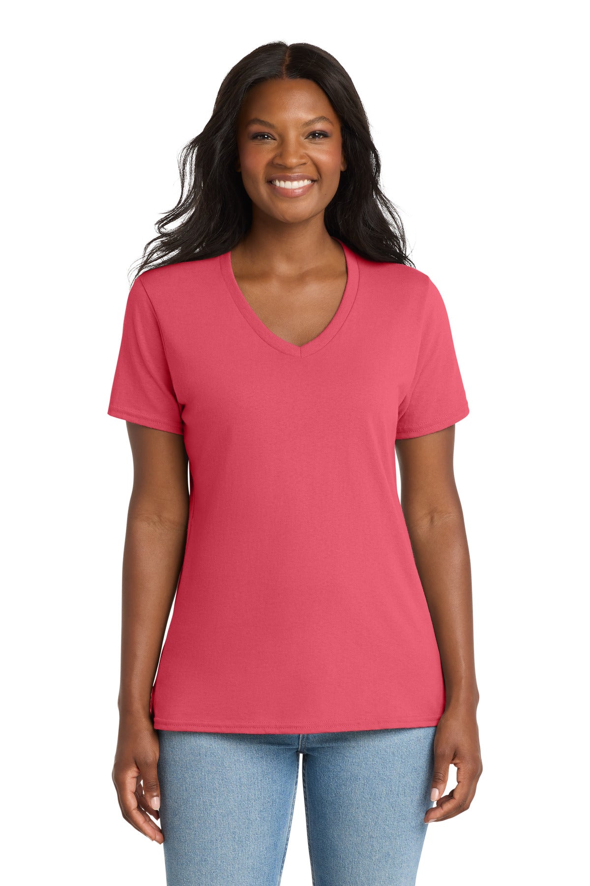 Port & Co® Women's Core Cotton V-Neck Tee. LPC54V