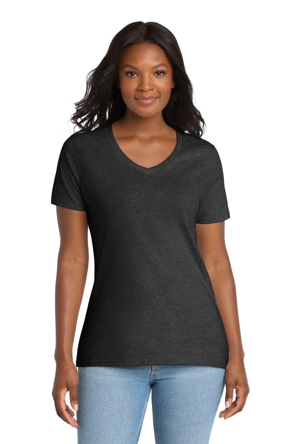 Port & Co® Women's Core Cotton V-Neck Tee. LPC54V
