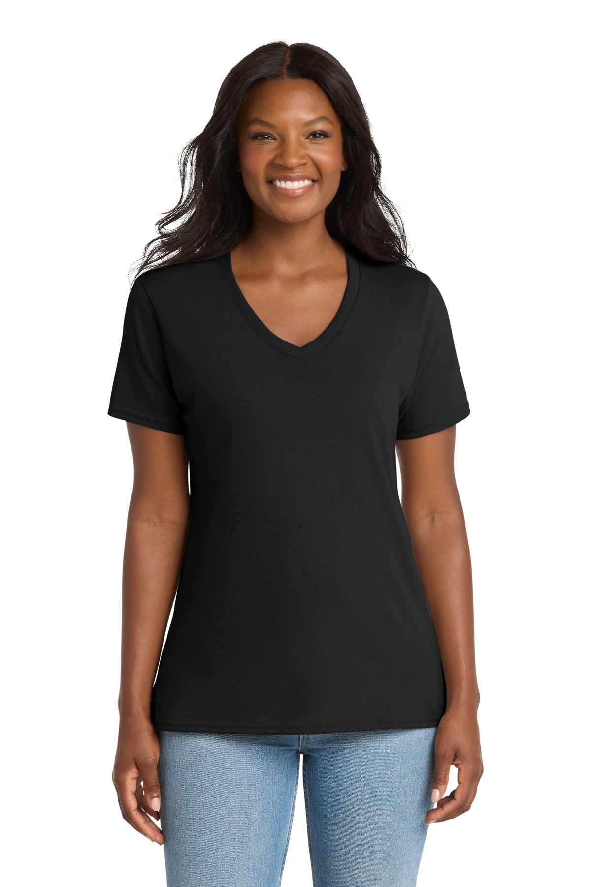 Port & Co® Women's Core Cotton V-Neck Tee. LPC54V