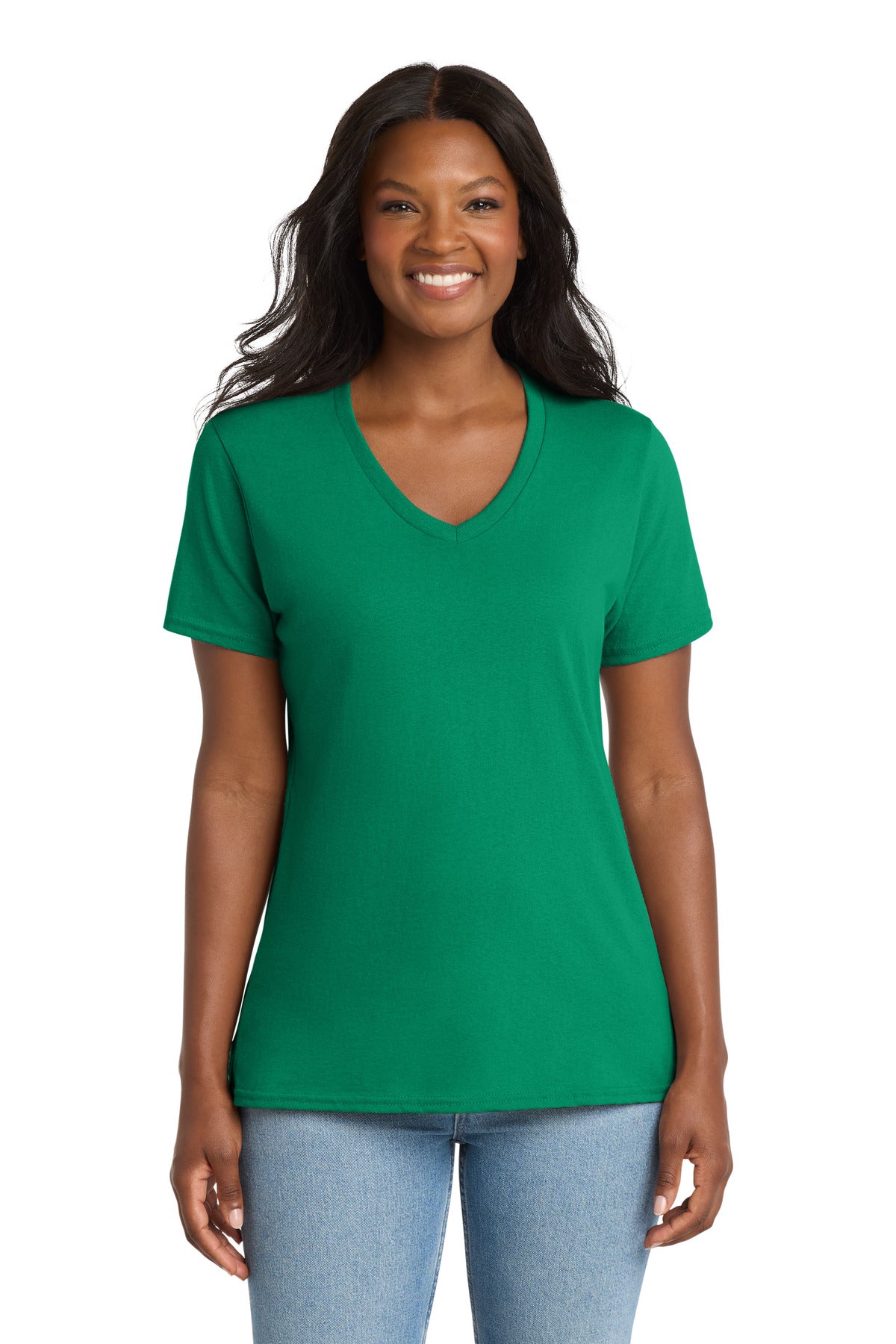 Port & Co® Women's Core Cotton V-Neck Tee. LPC54V
