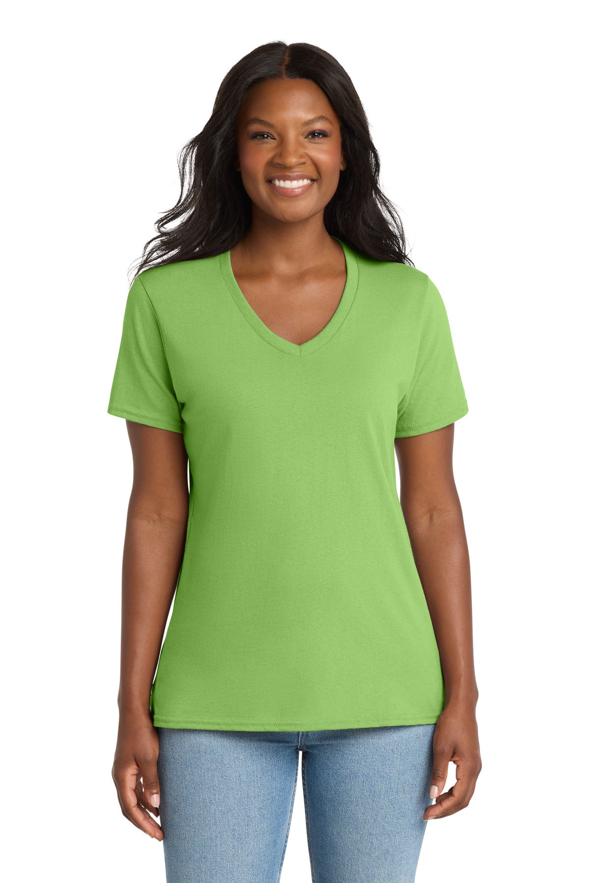 Port & Co® Women's Core Cotton V-Neck Tee. LPC54V
