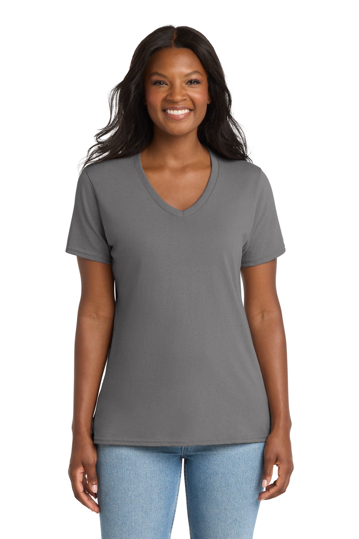 Port & Co® Women's Core Cotton V-Neck Tee. LPC54V
