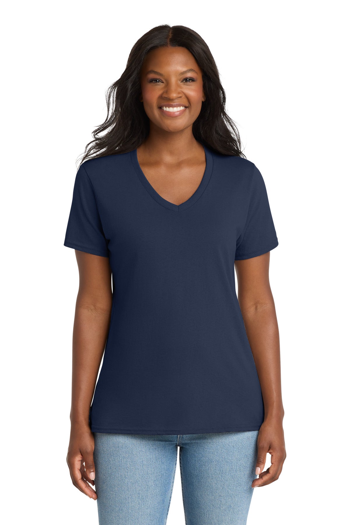 Port & Co® Women's Core Cotton V-Neck Tee. LPC54V