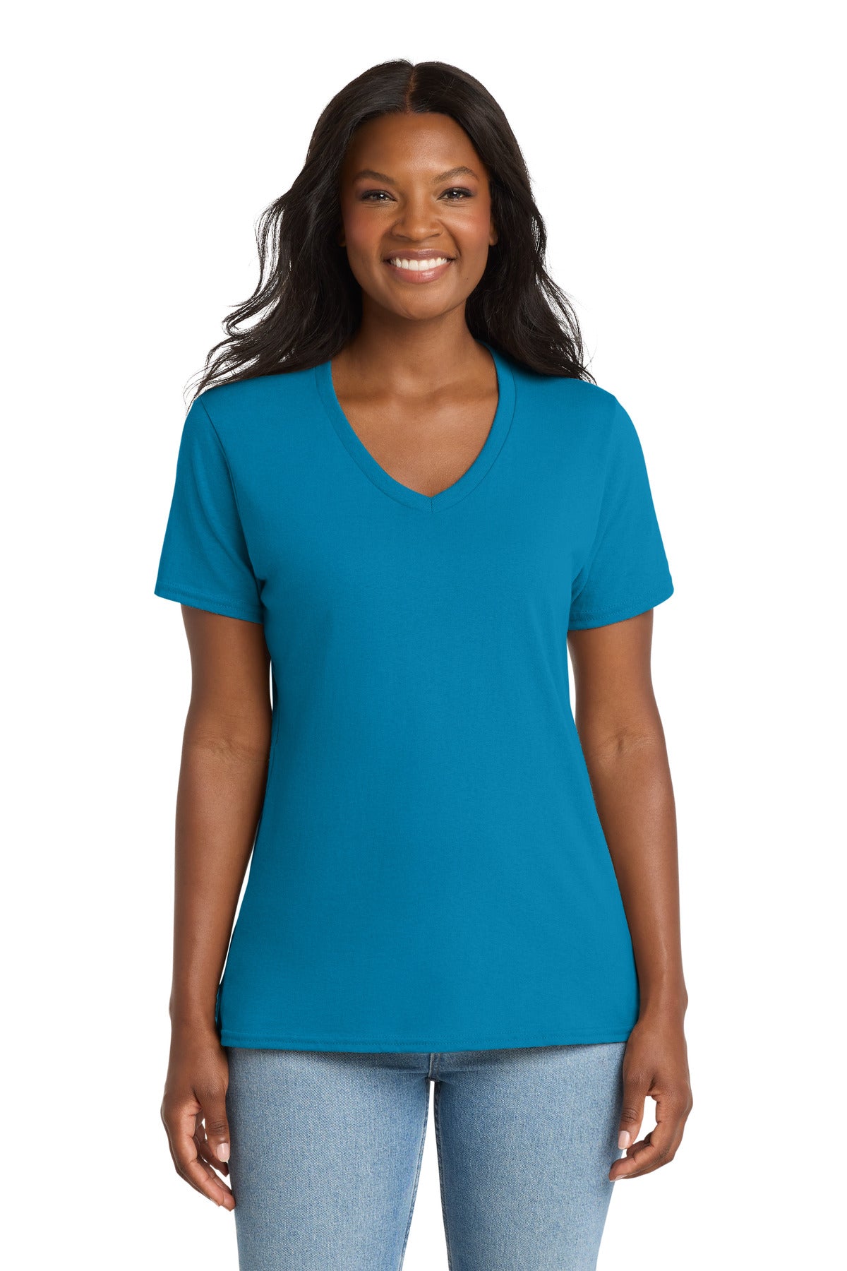 Port & Co® Women's Core Cotton V-Neck Tee. LPC54V