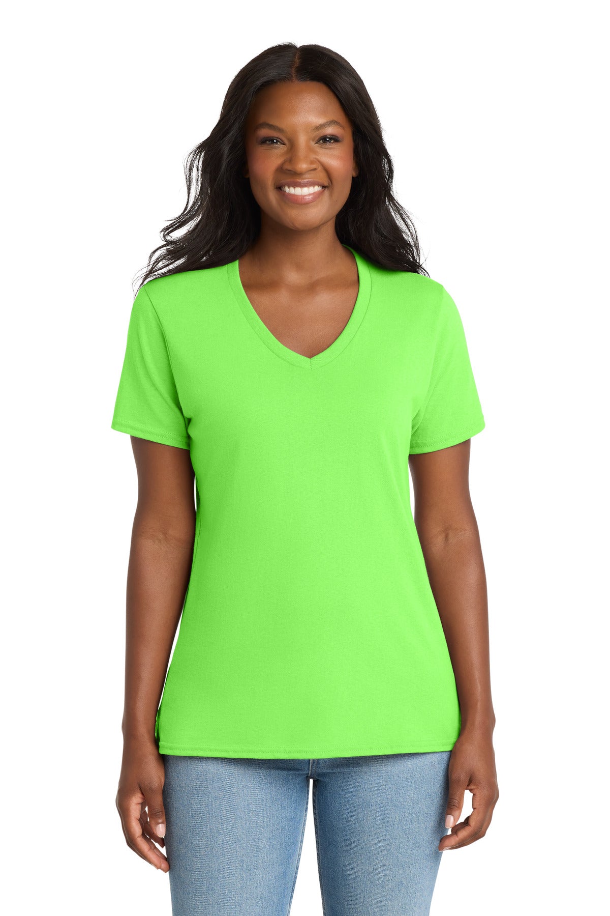 Port & Co® Women's Core Cotton V-Neck Tee. LPC54V