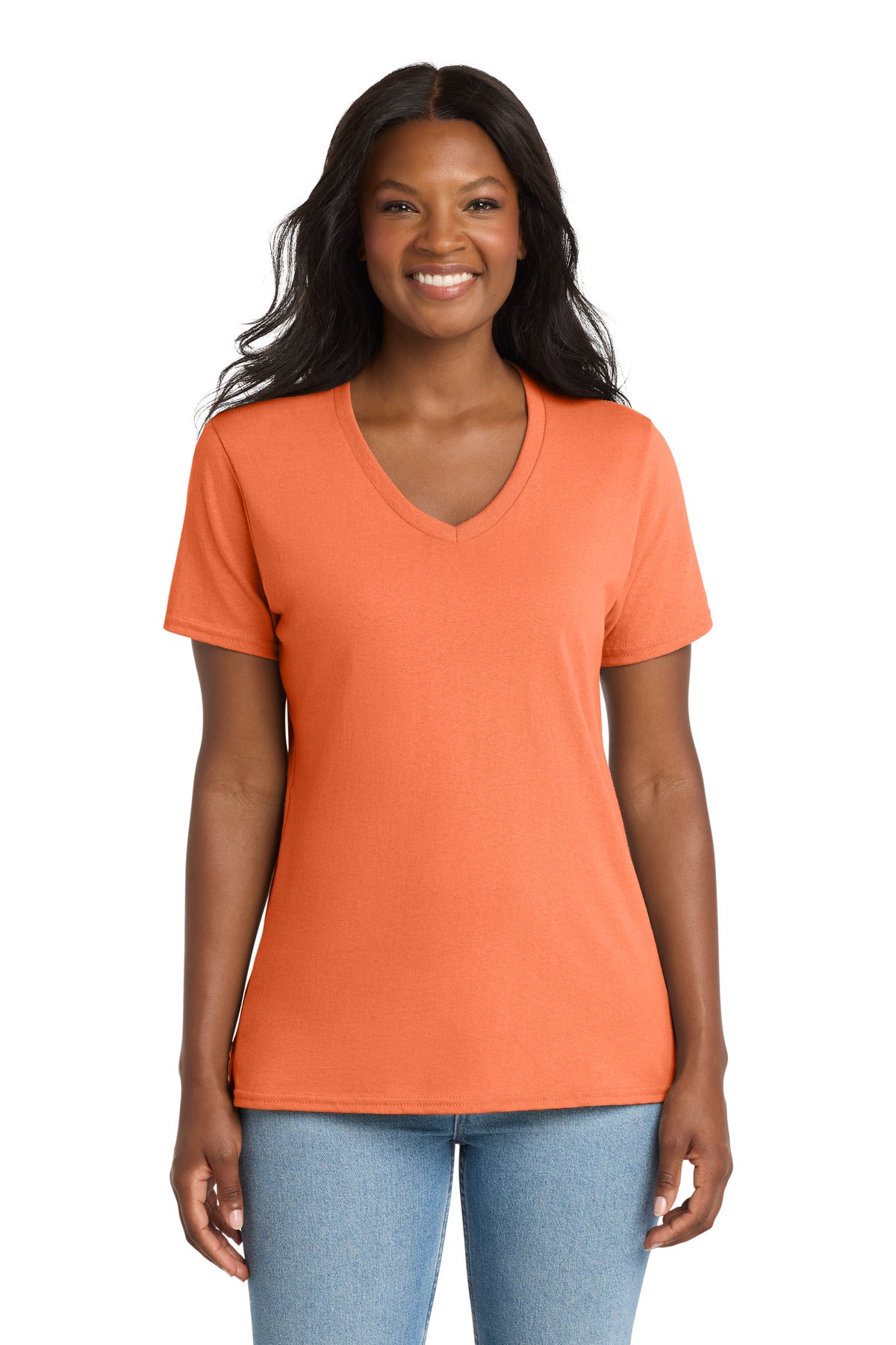 Port & Co® Women's Core Cotton V-Neck Tee. LPC54V