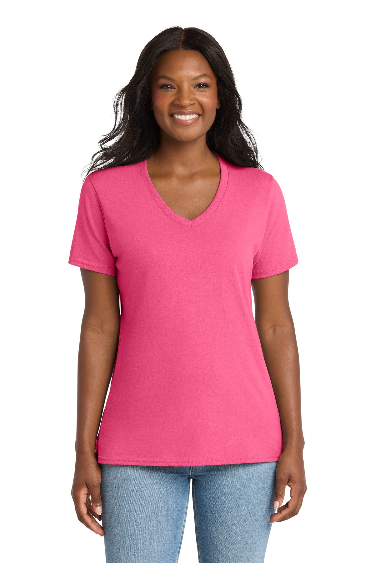 Port & Co® Women's Core Cotton V-Neck Tee. LPC54V