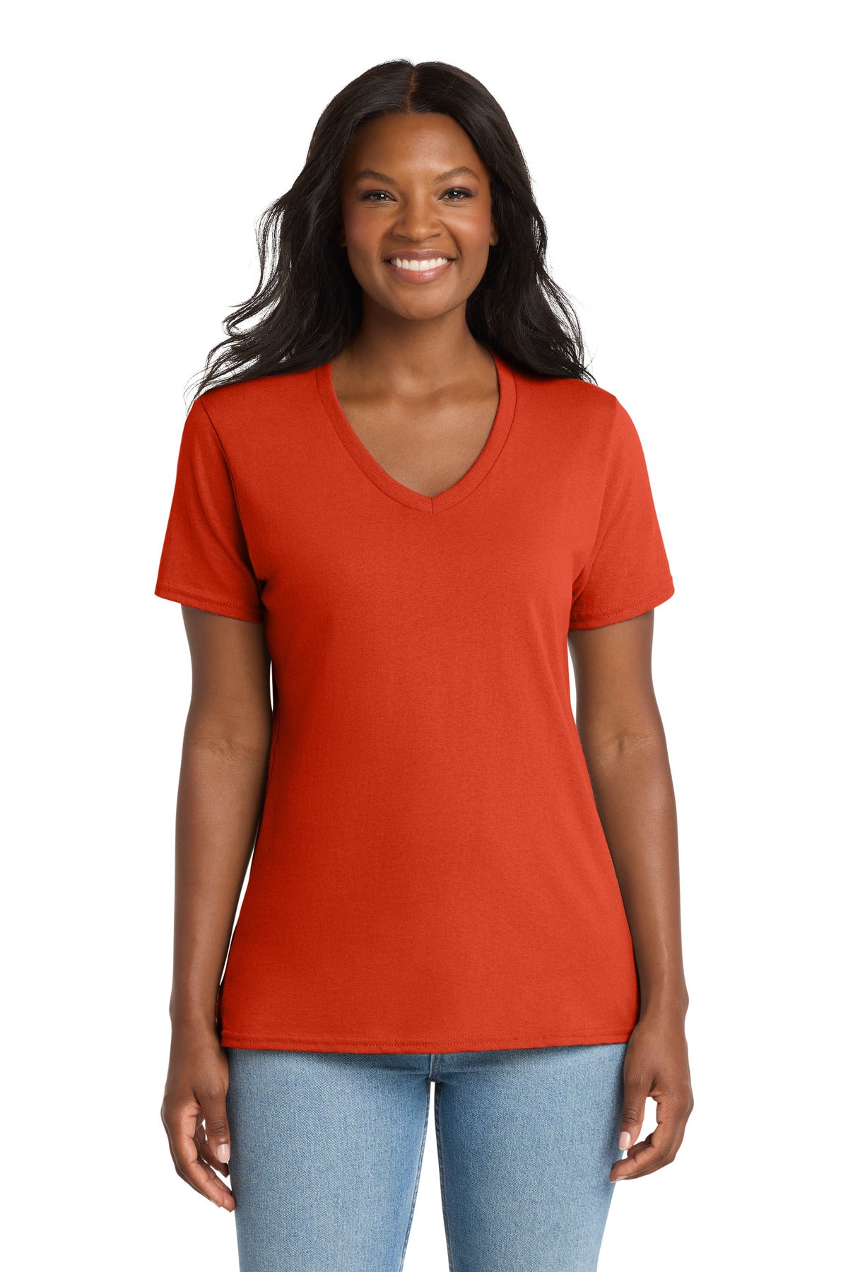 Port & Co® Women's Core Cotton V-Neck Tee. LPC54V