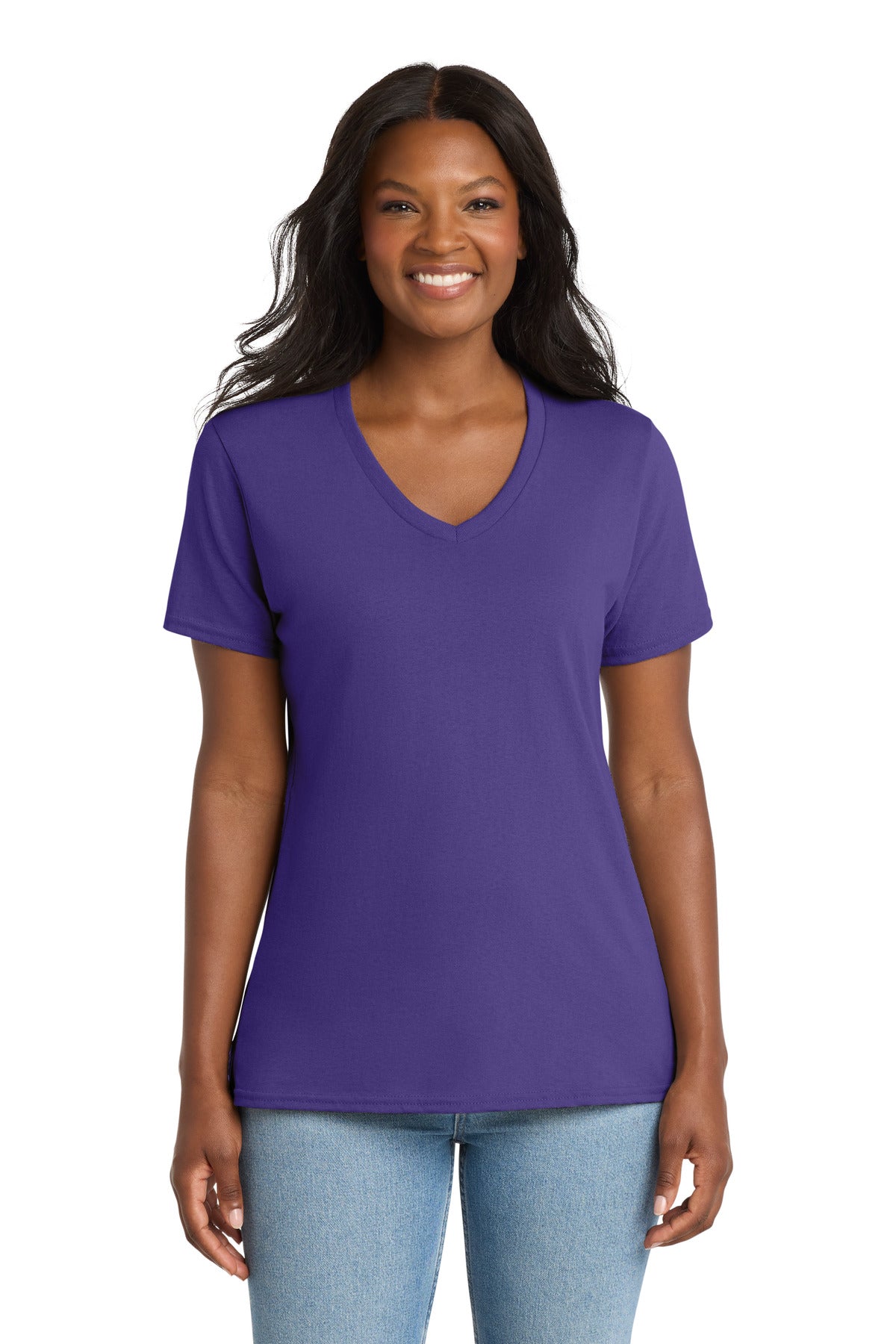 Port & Co® Women's Core Cotton V-Neck Tee. LPC54V