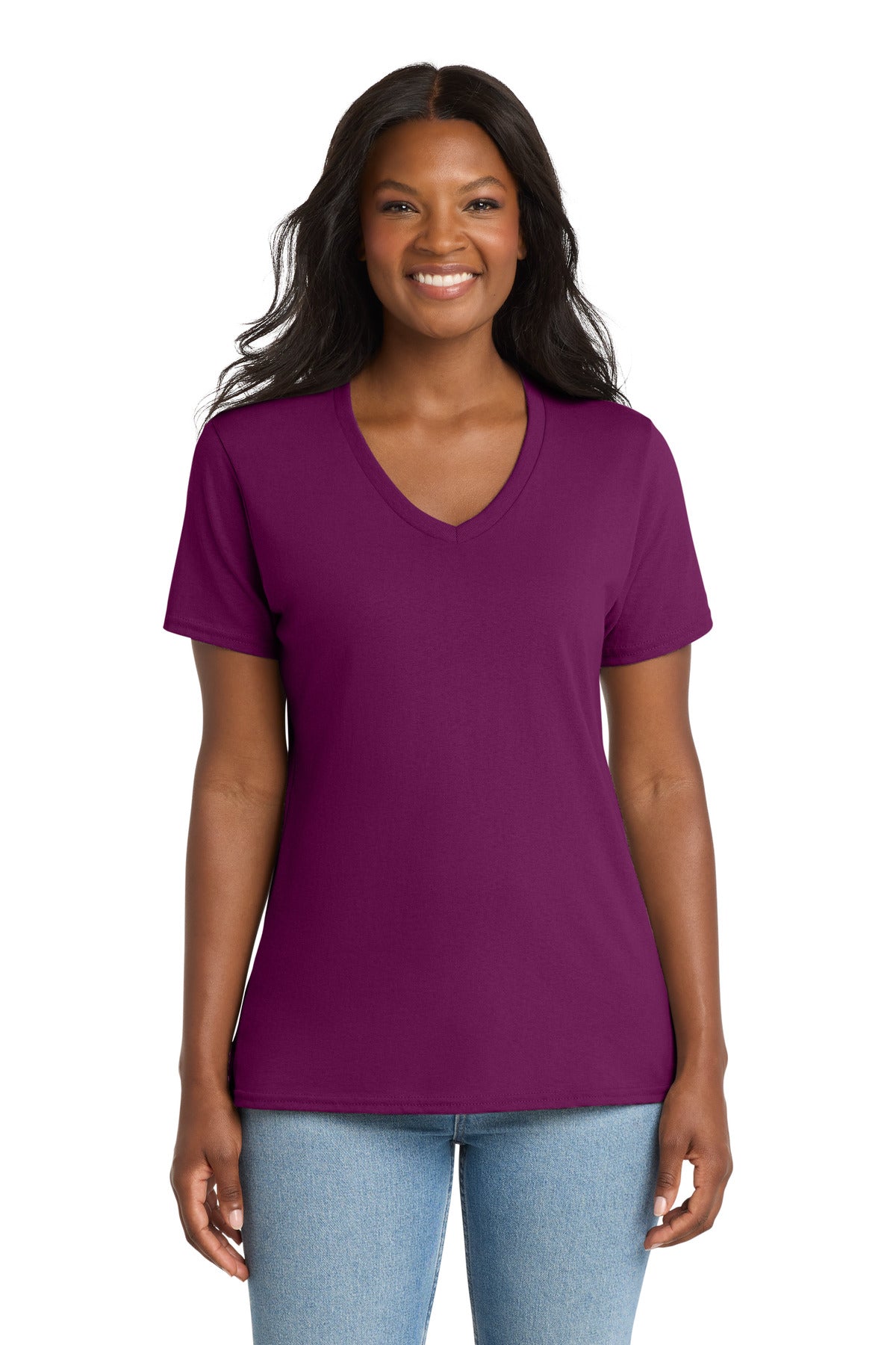 Port & Co® Women's Core Cotton V-Neck Tee. LPC54V