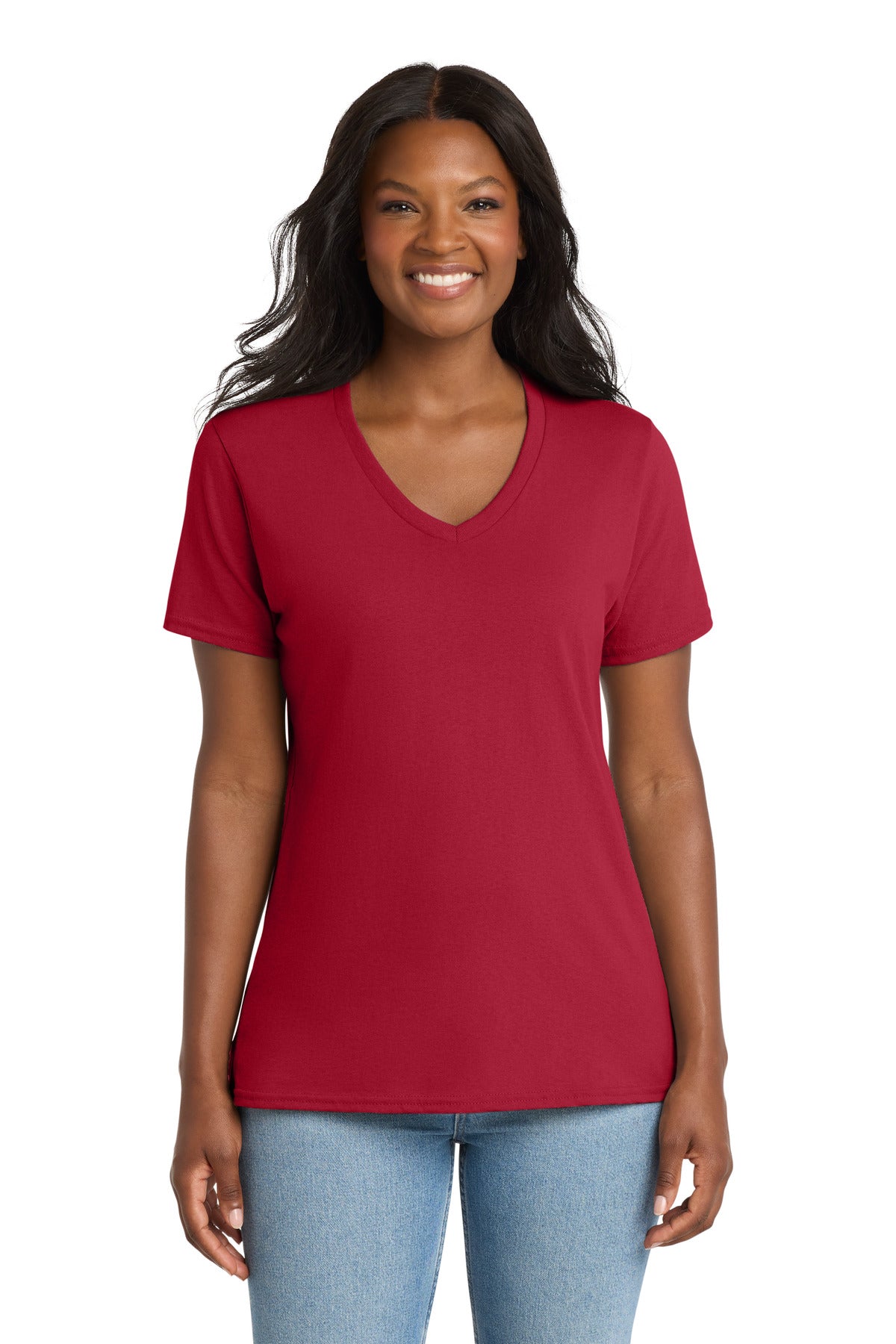 Port & Co® Women's Core Cotton V-Neck Tee. LPC54V