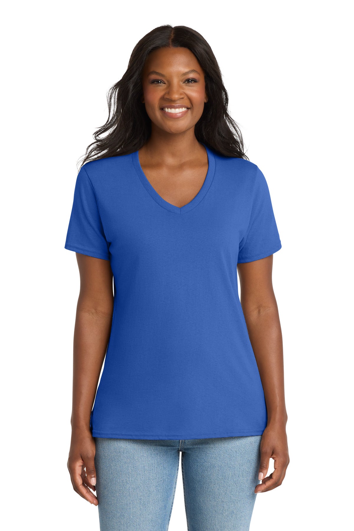 Port & Co® Women's Core Cotton V-Neck Tee. LPC54V