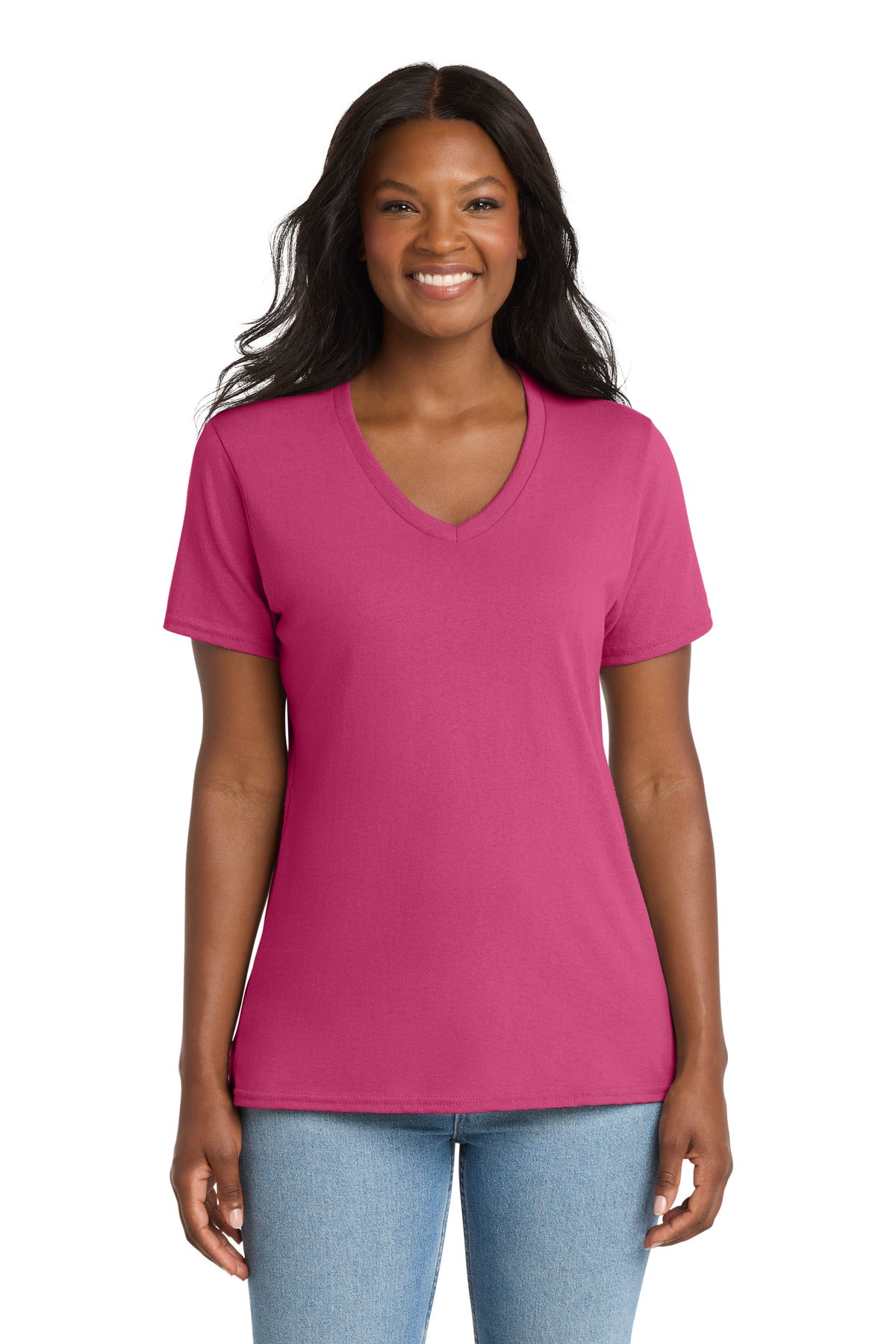 Port & Co® Women's Core Cotton V-Neck Tee. LPC54V