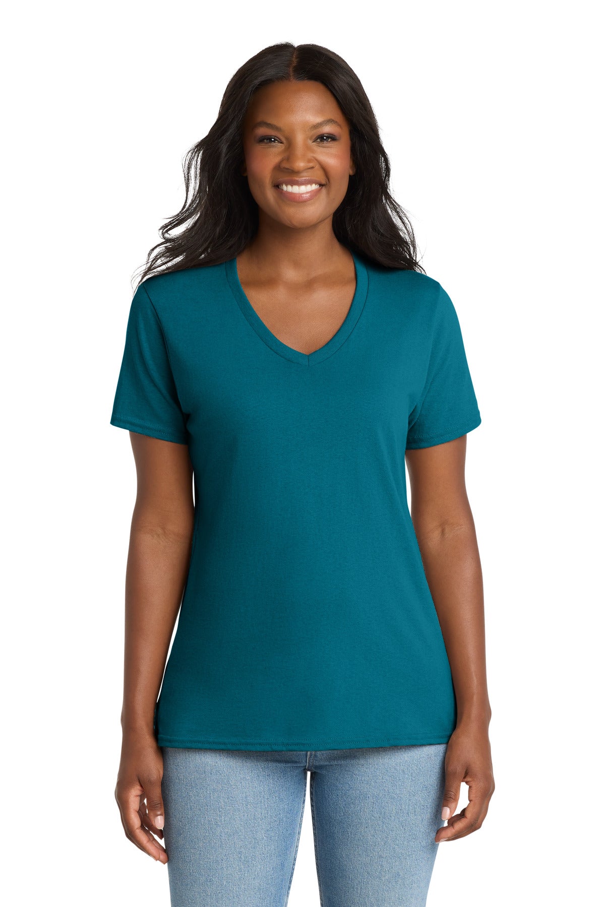 Port & Co® Women's Core Cotton V-Neck Tee. LPC54V