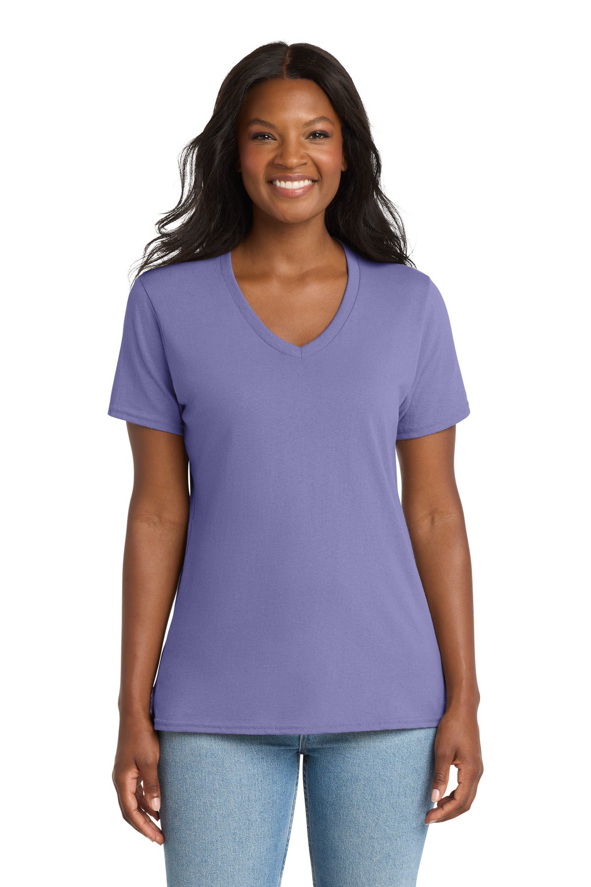 Port & Co® Women's Core Cotton V-Neck Tee. LPC54V