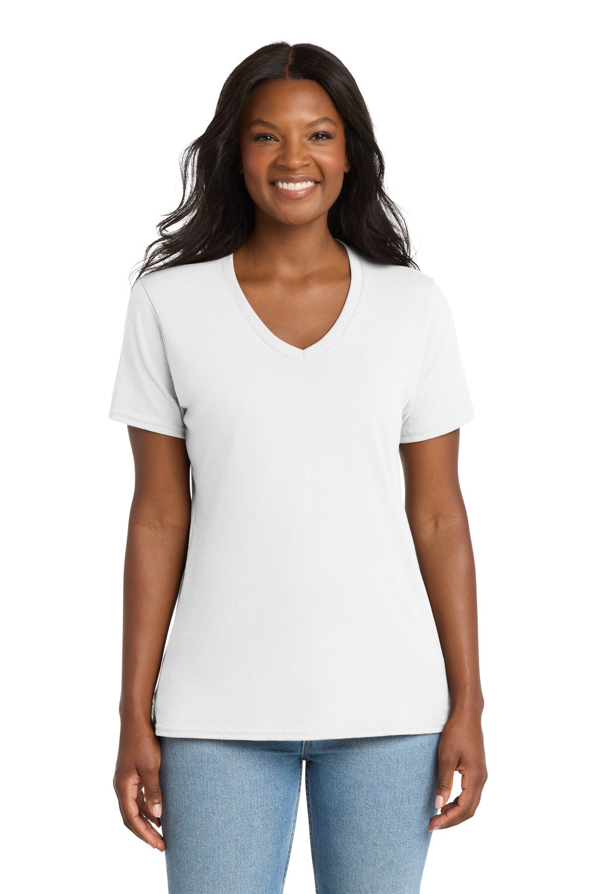 Port & Co® Women's Core Cotton V-Neck Tee. LPC54V