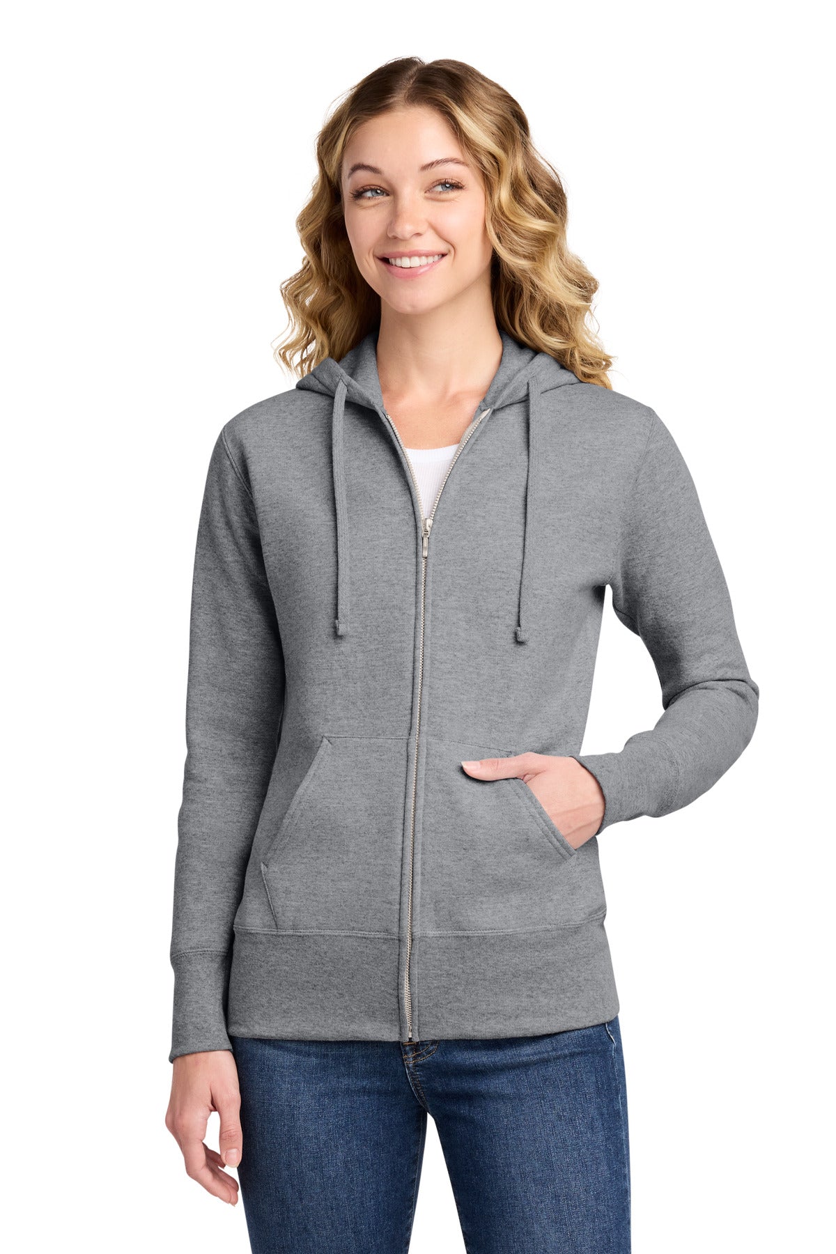 Port & Co® Women's Core Fleece Full-Zip Hooded Sweatshirt. LPC78ZH