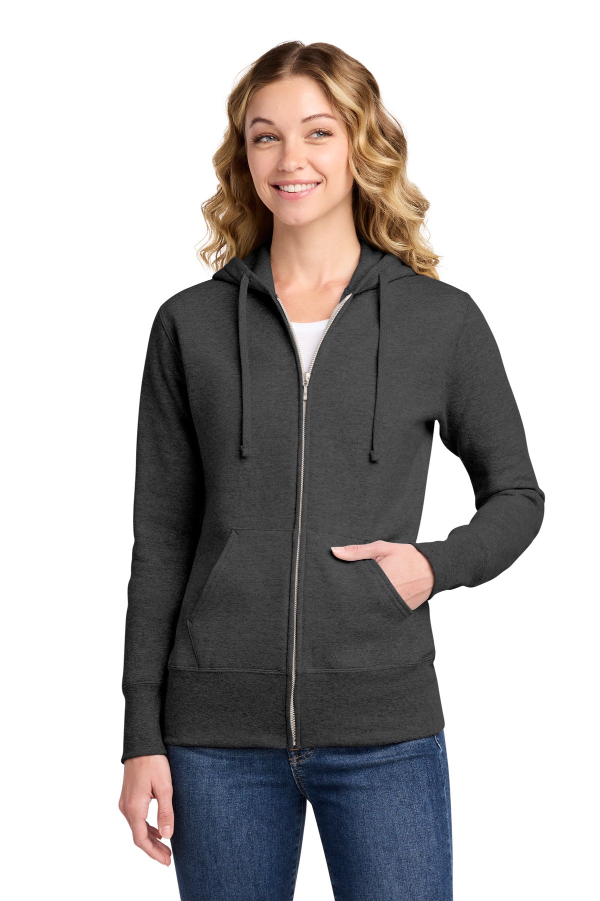 Port & Co® Women's Core Fleece Full-Zip Hooded Sweatshirt. LPC78ZH