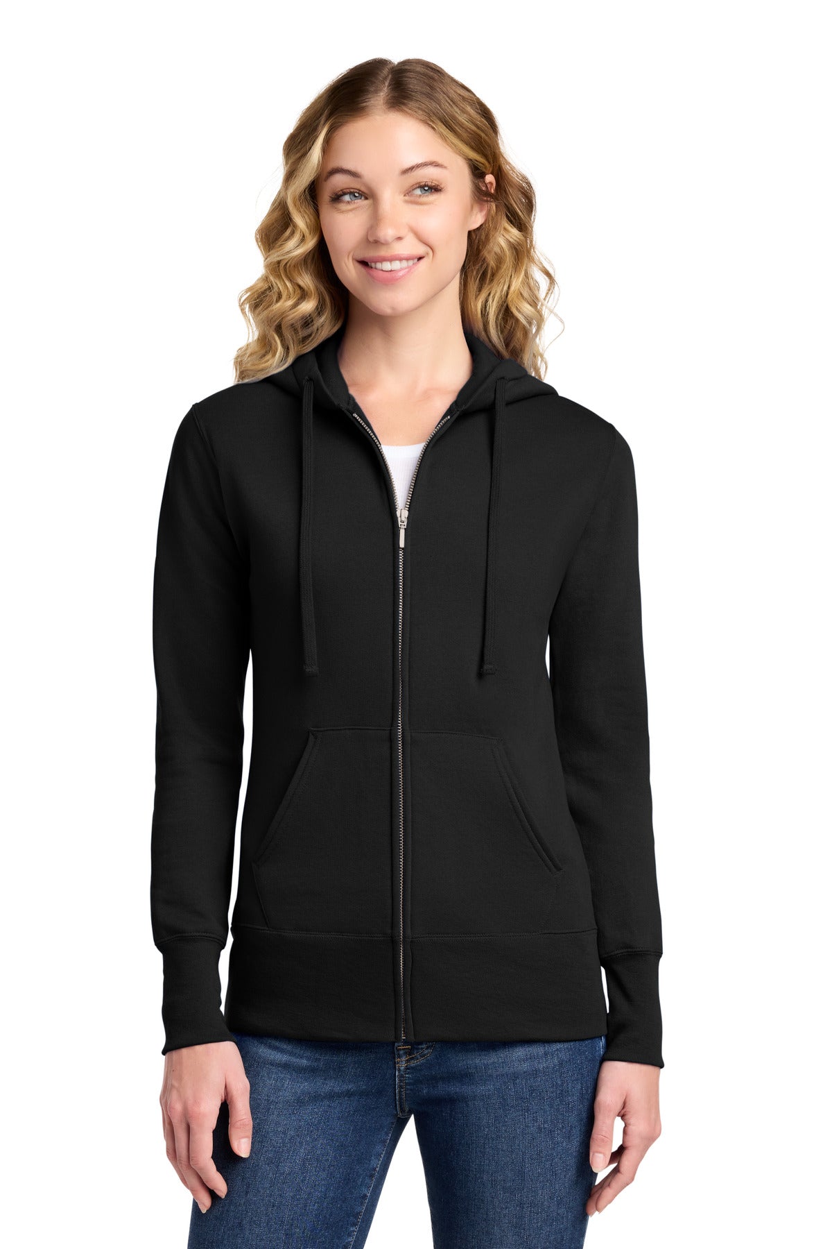 Port & Co® Women's Core Fleece Full-Zip Hooded Sweatshirt. LPC78ZH